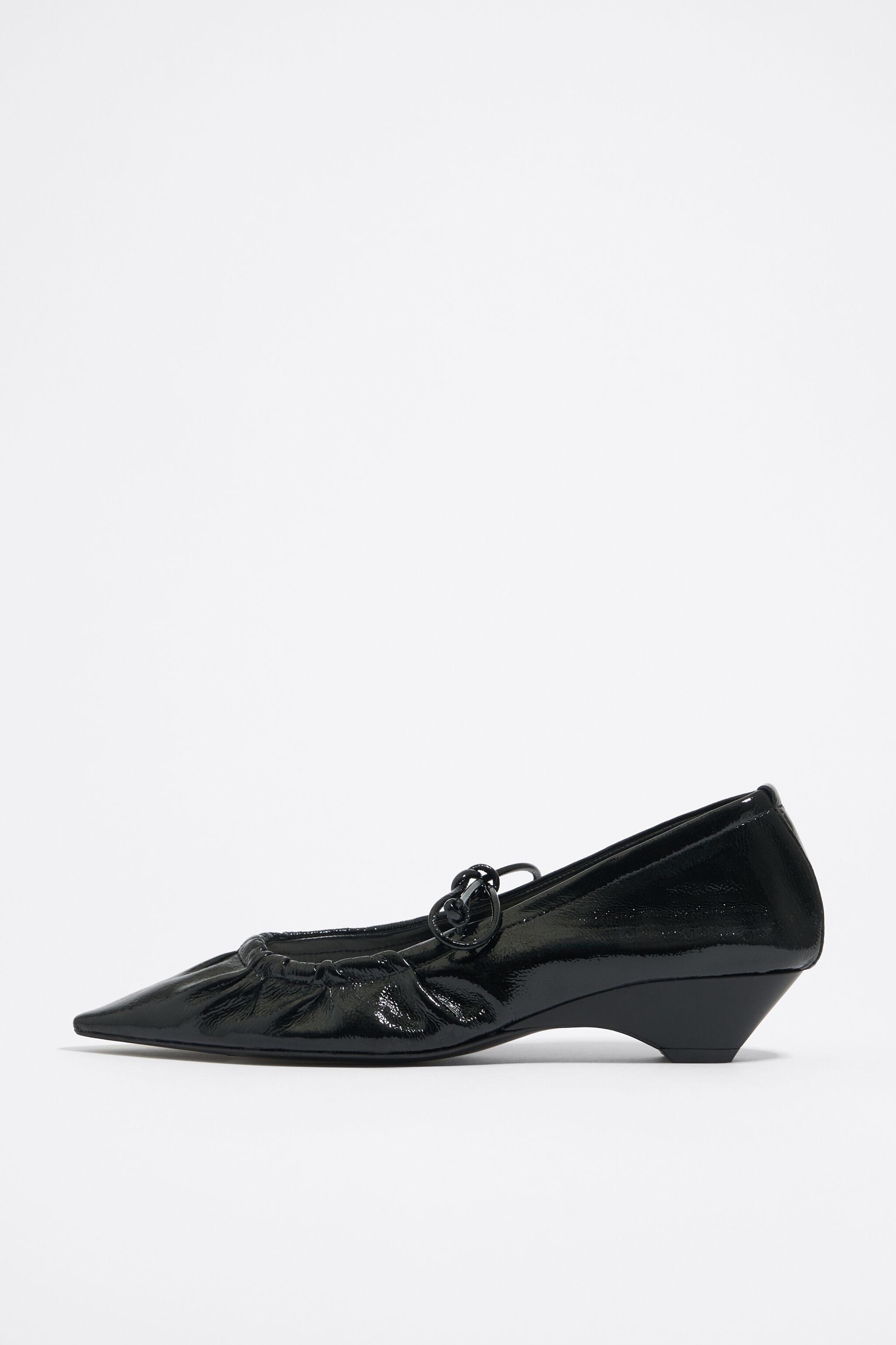 Black leather court shoe