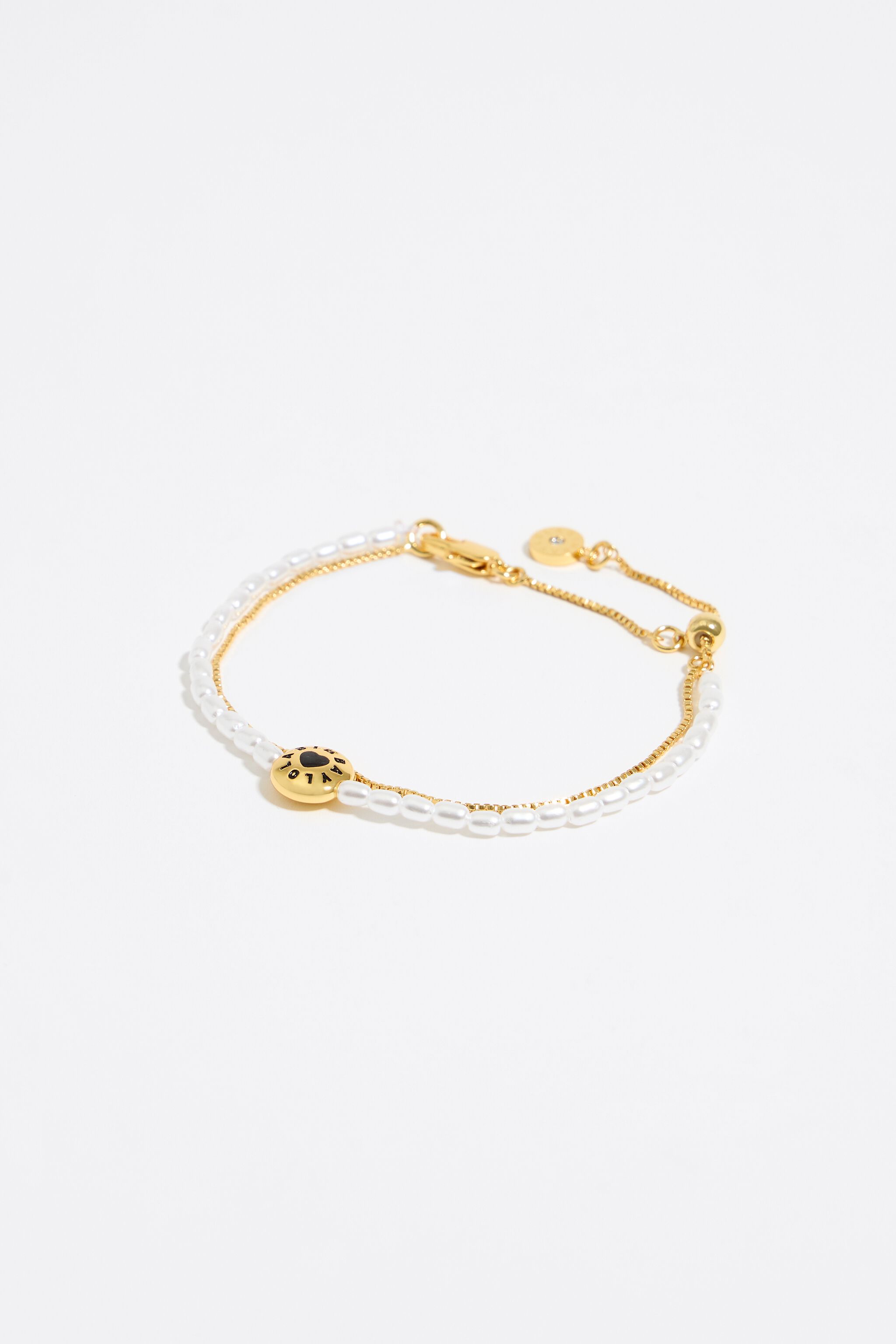 Double pearl bracelet with black Candy logo
