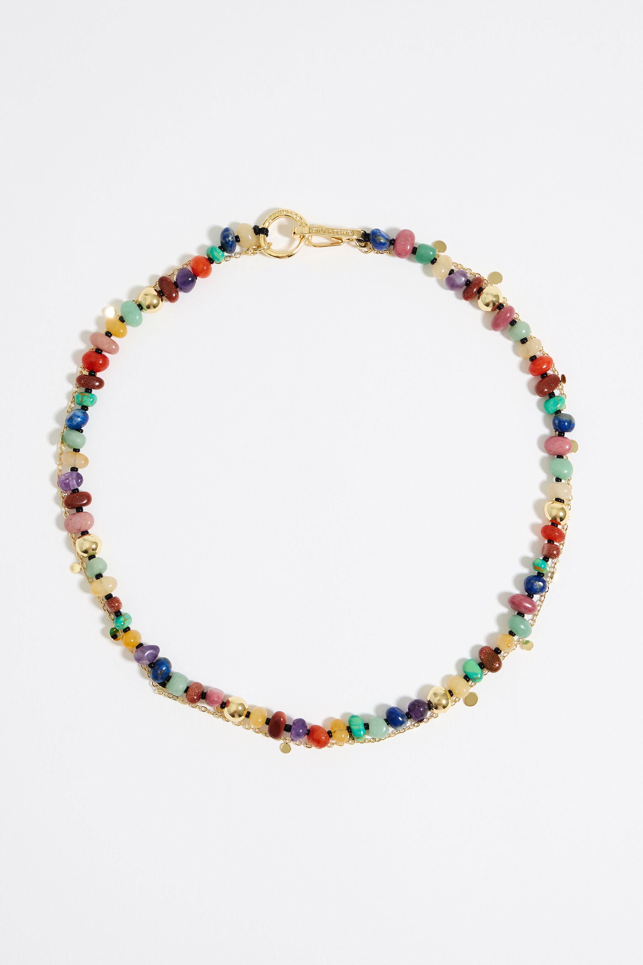 Collar piedras cadena dorada