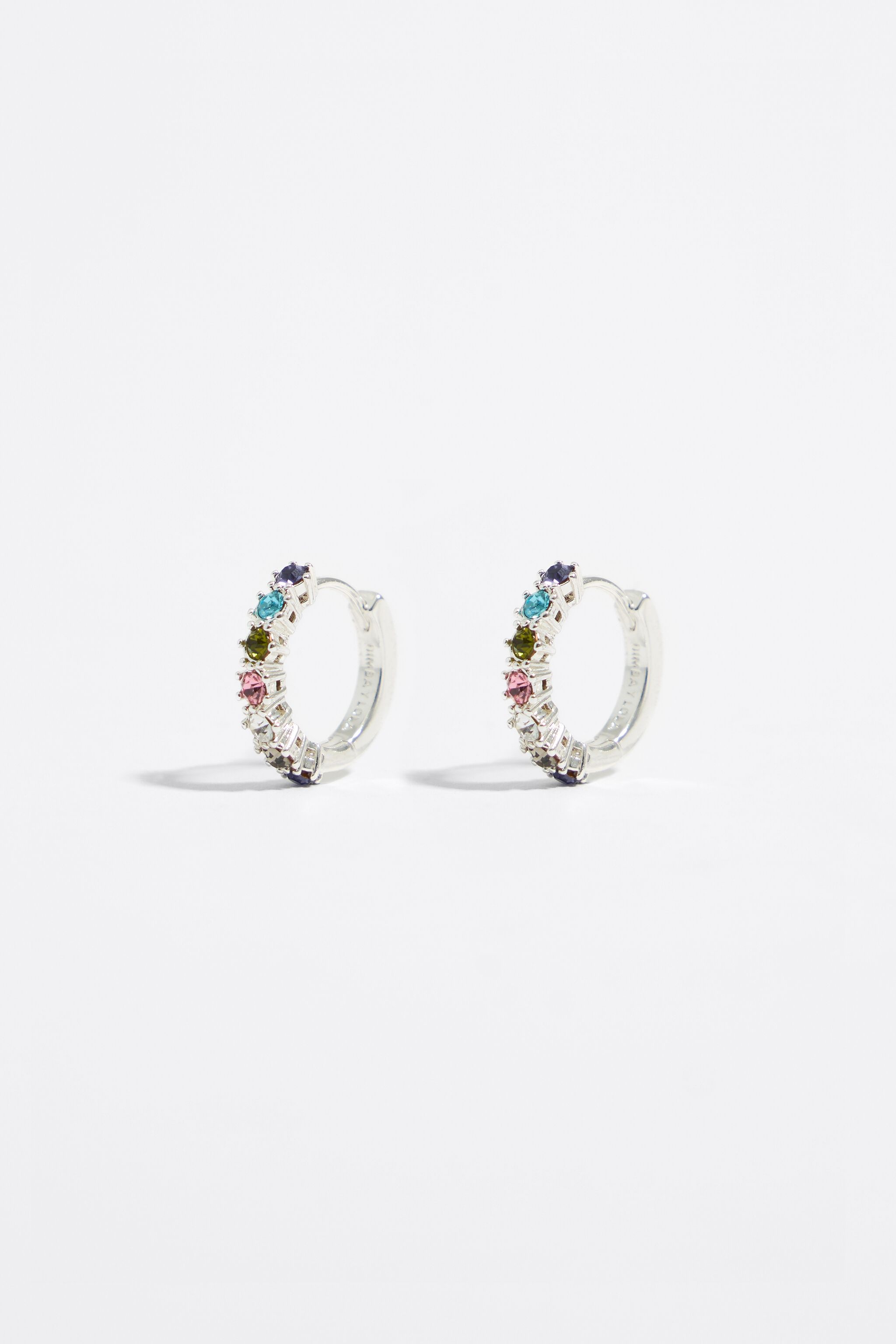 Silver hoop multicolor crystals earrings