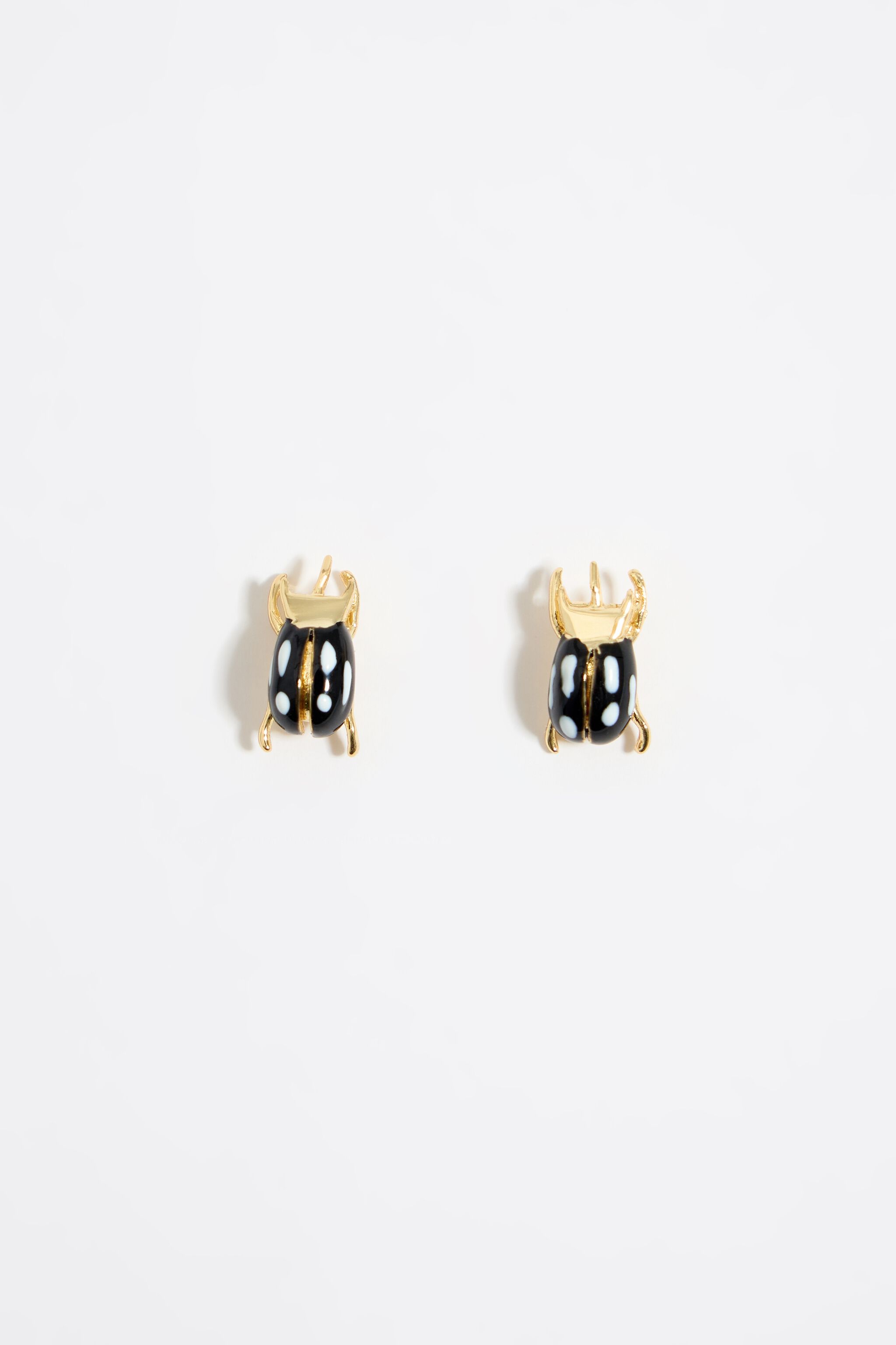 Black beetle earrings