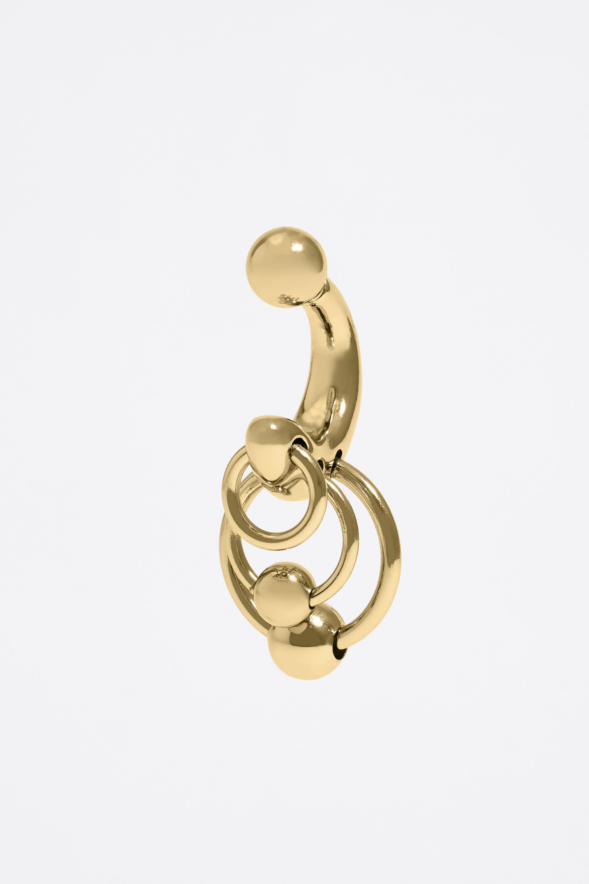 Gold hoop earring with rings