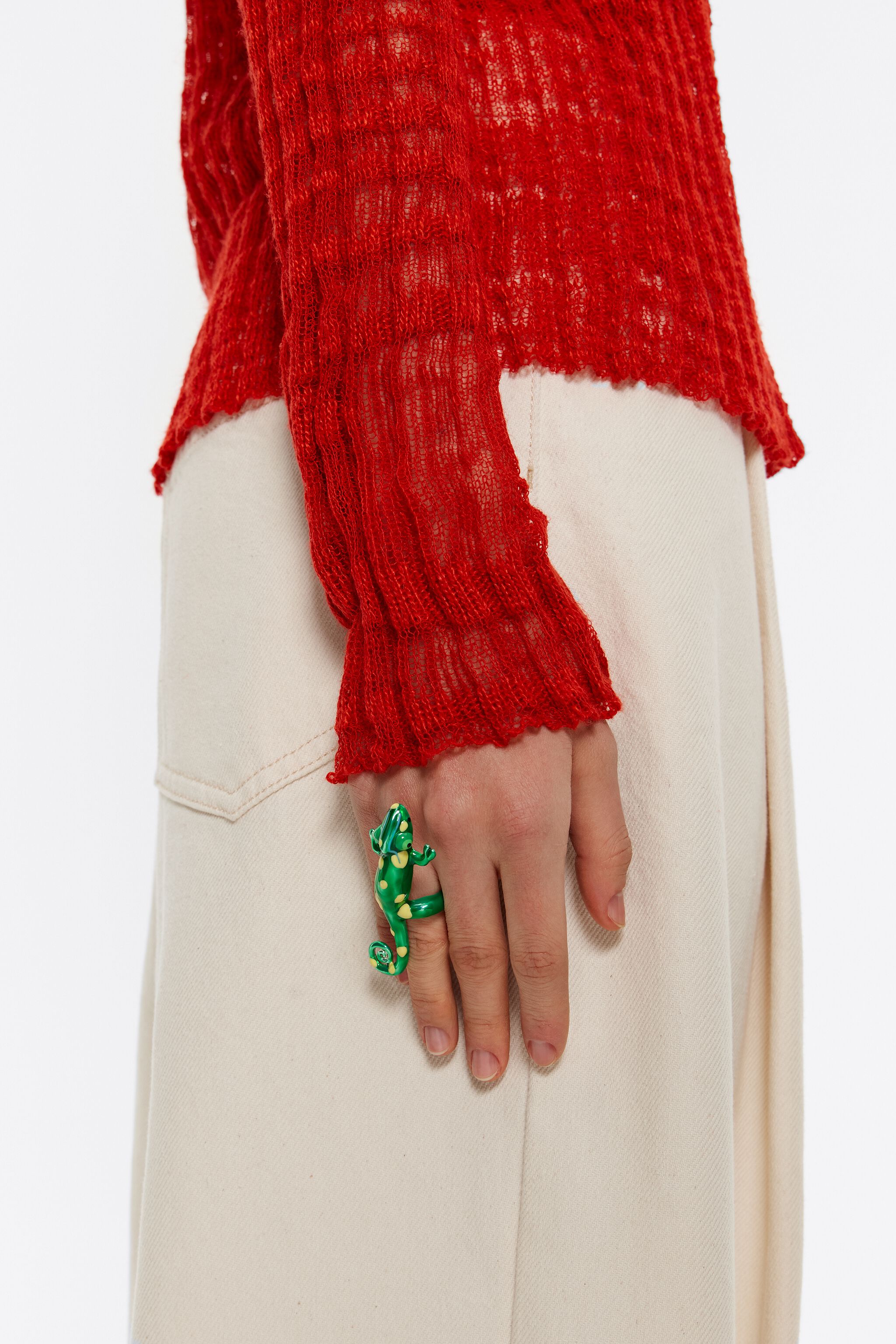 Anillo camale&oacute;n esmalte verde