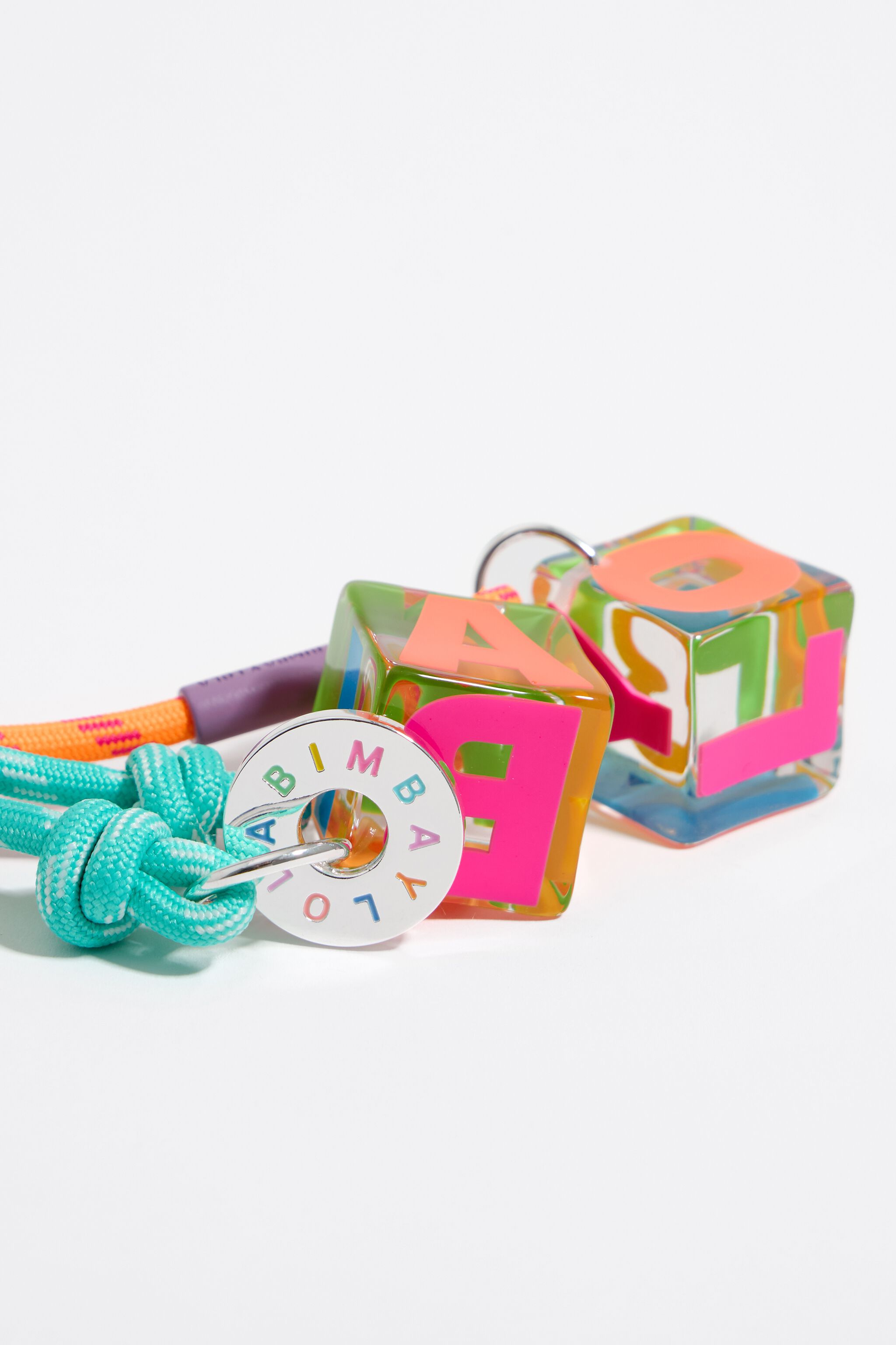 Aquamarine resin dice key ring