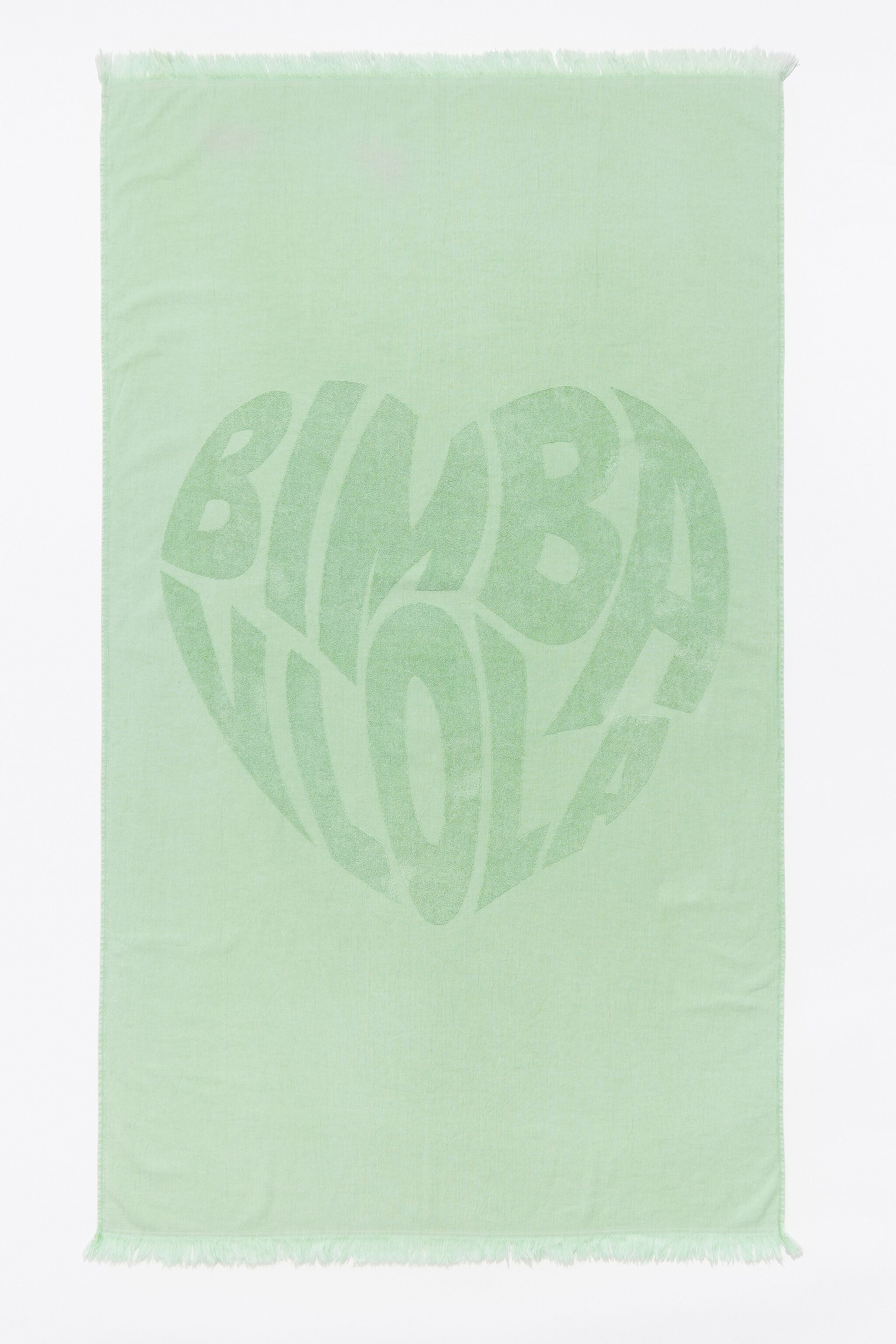 Green jacquard heart logo towel