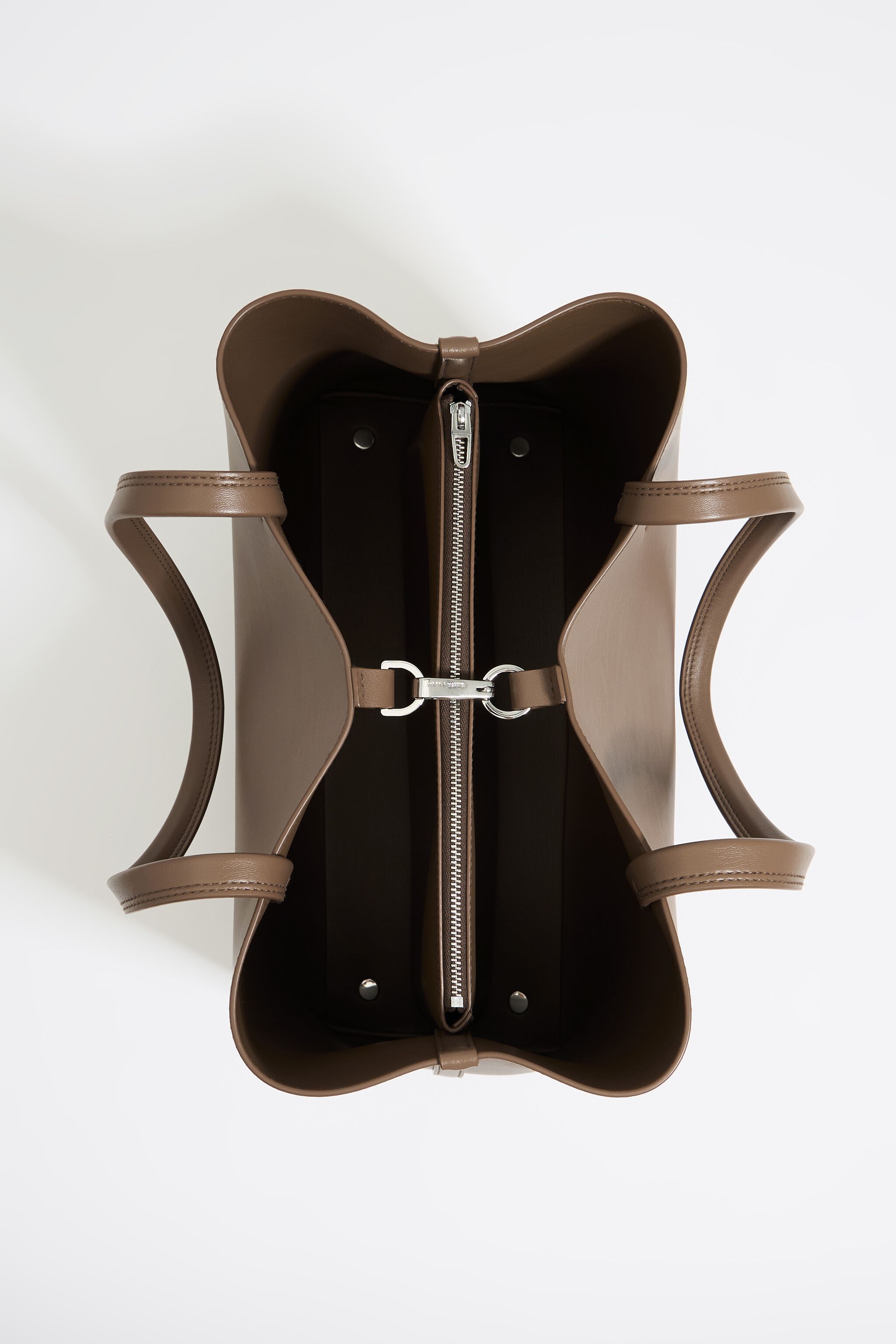 Large dark taupe leather Chihuahua shopper bag