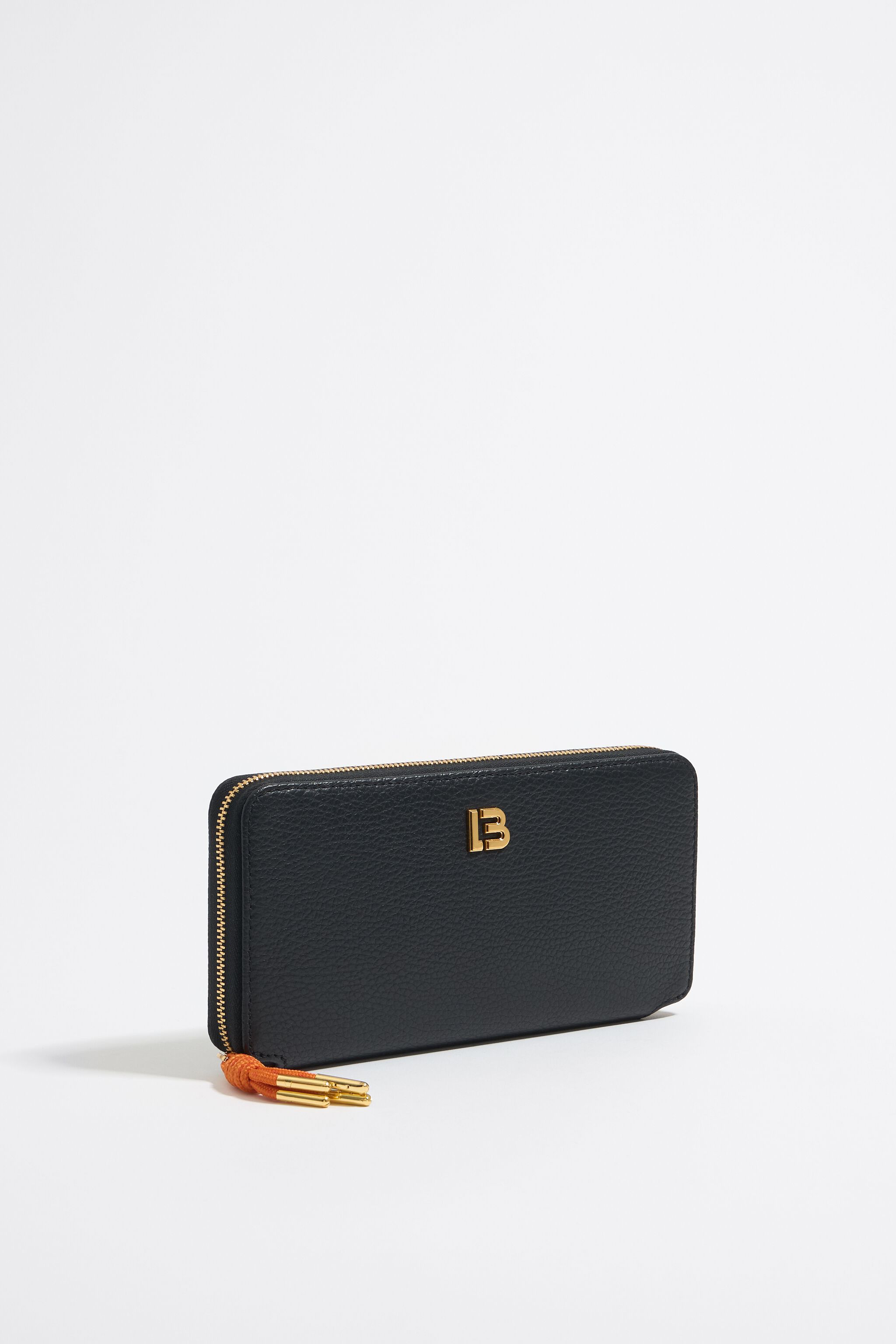 Black leather horizontal with zip wallet