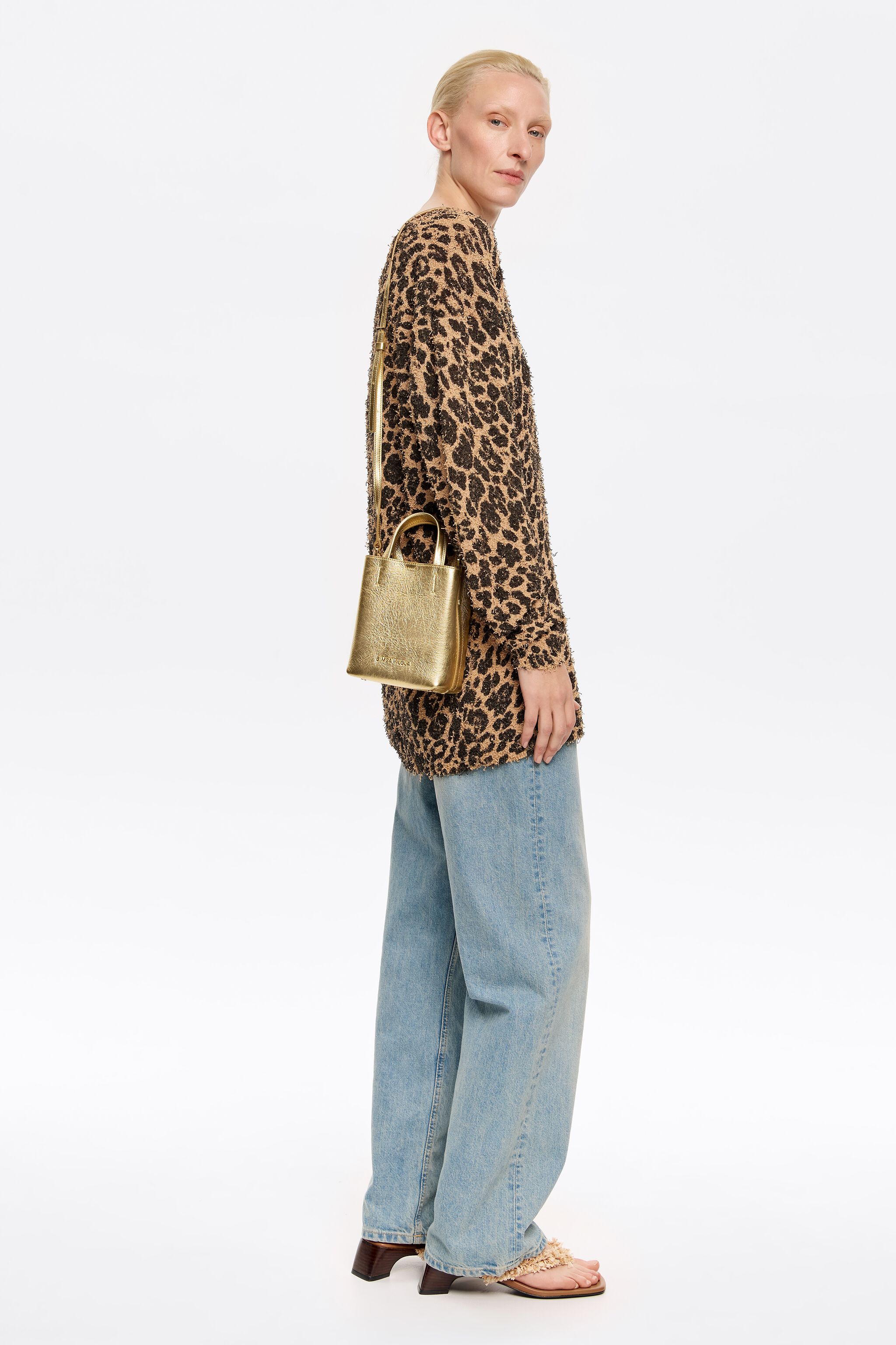 Mini gold leather Chihuahua bag