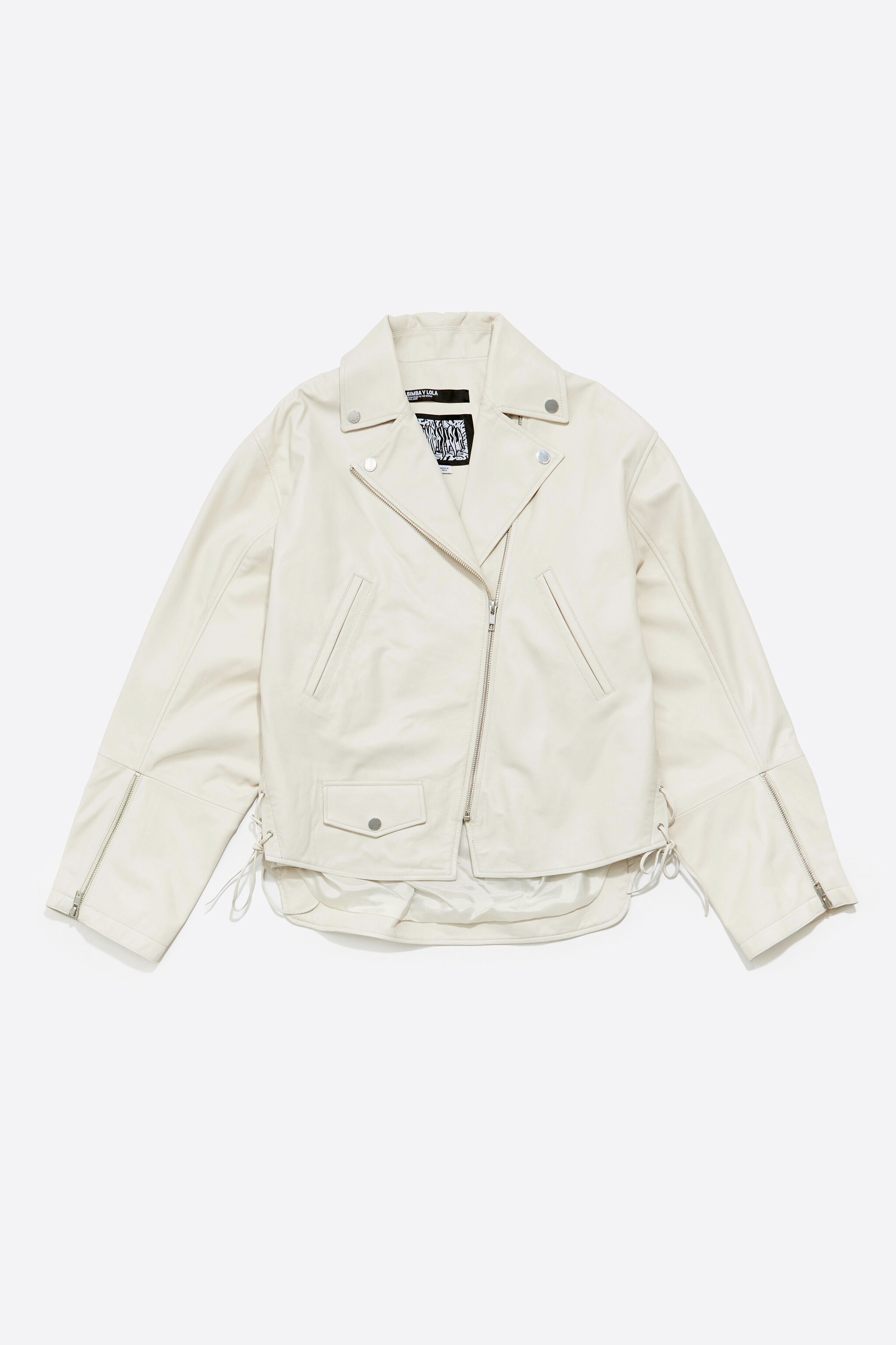 Ice gray leather biker jacket