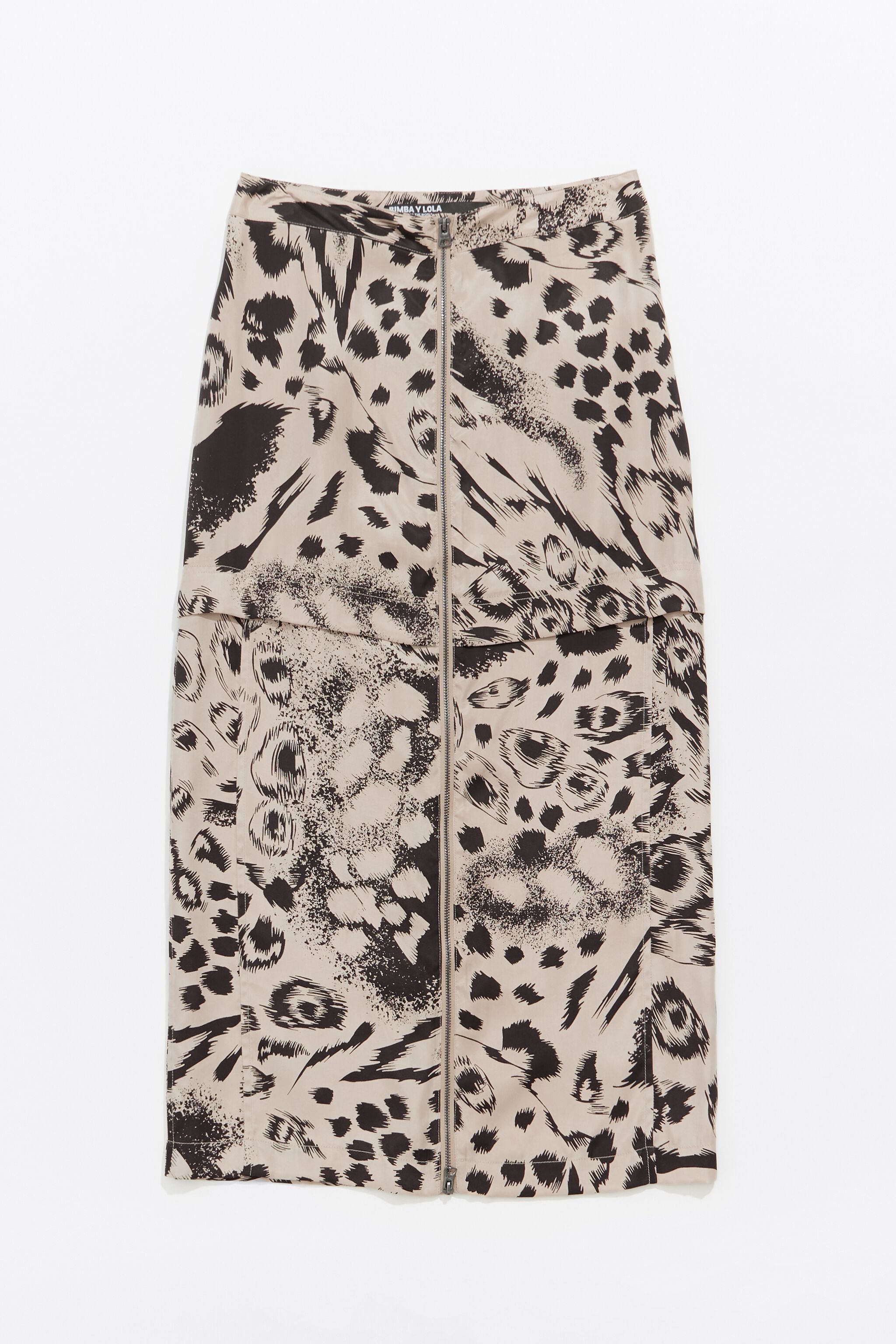 Camel Animal mix fluid midi skirt