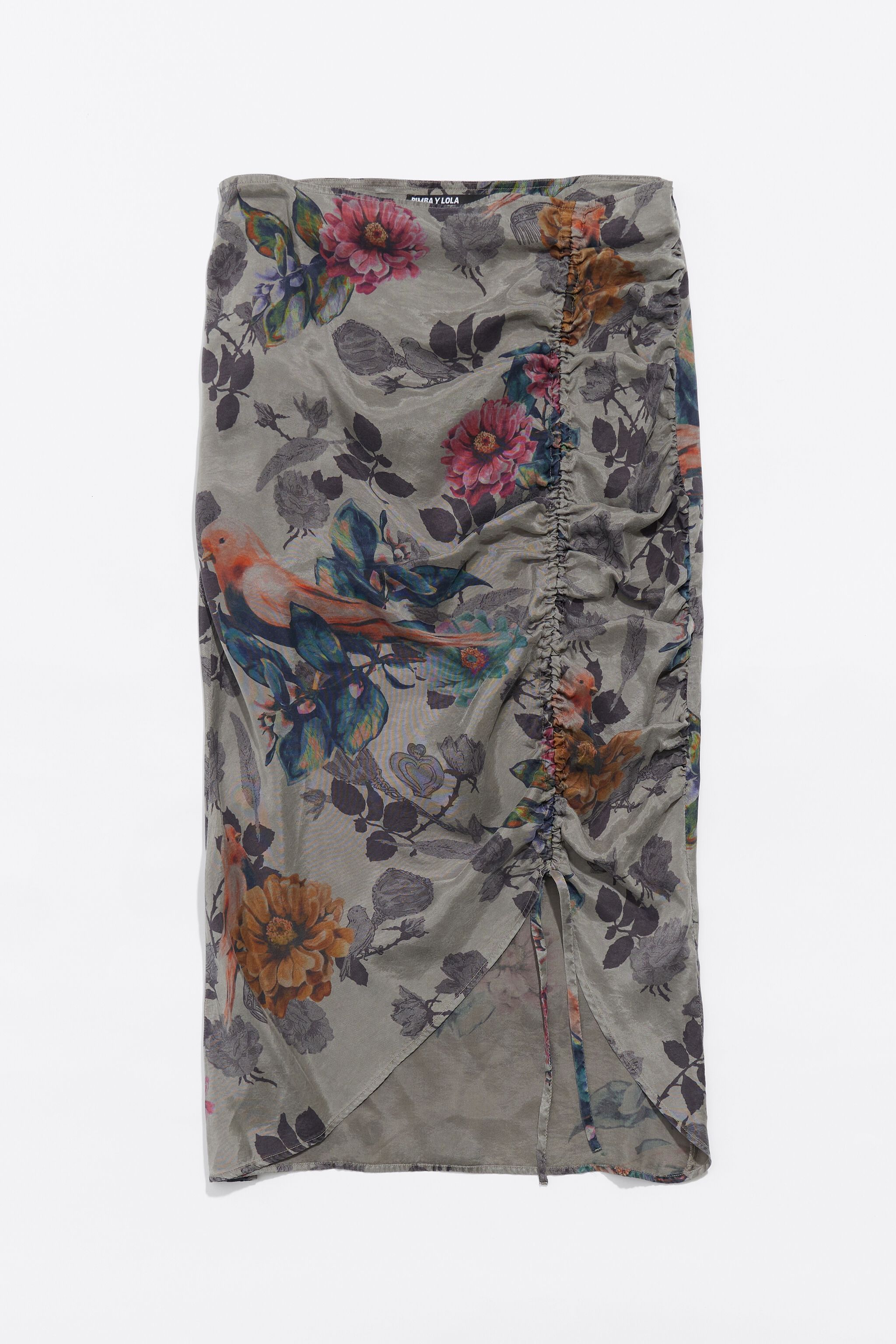 Khaki Canary ruched skirt