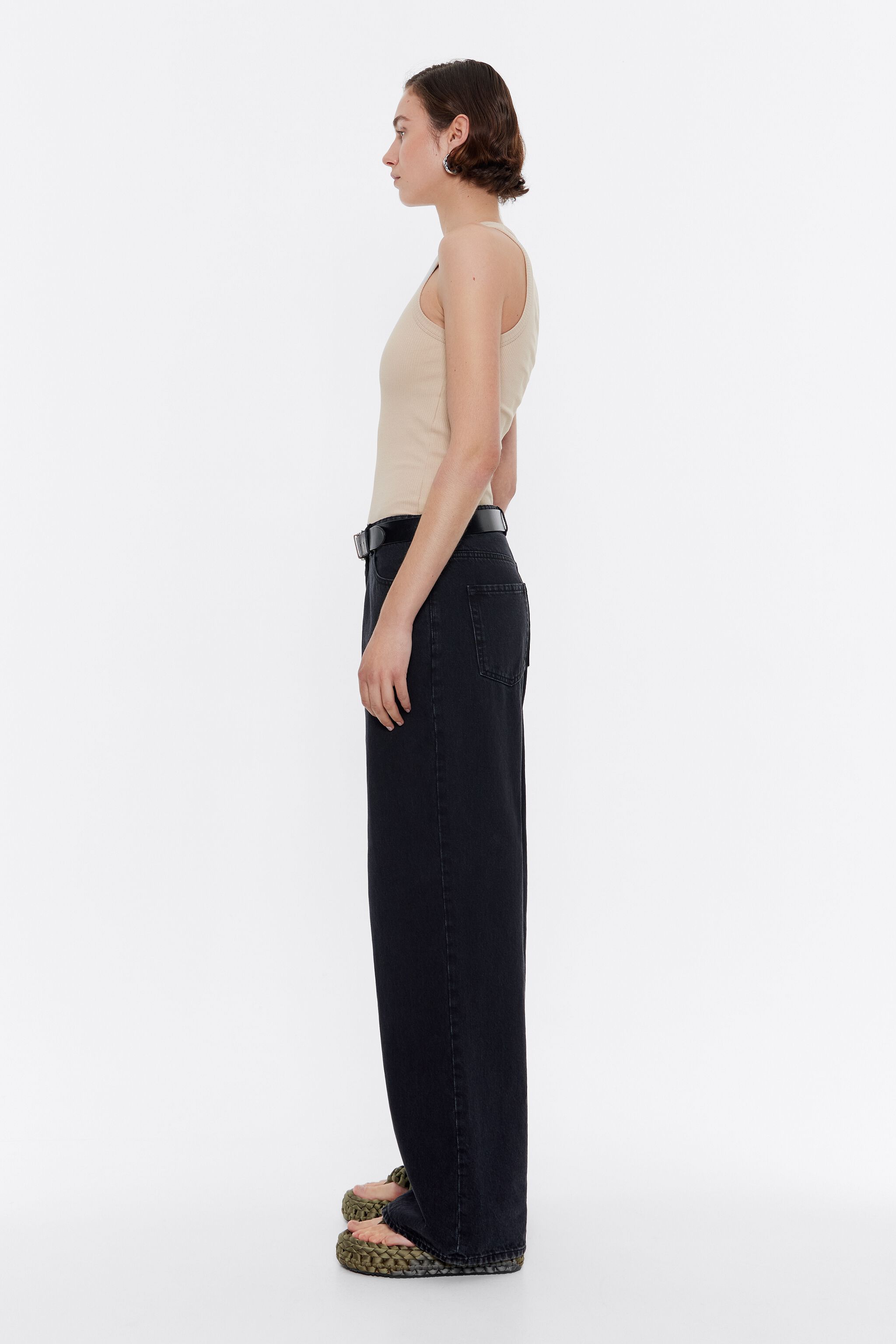 Camel fitted top with printed logo