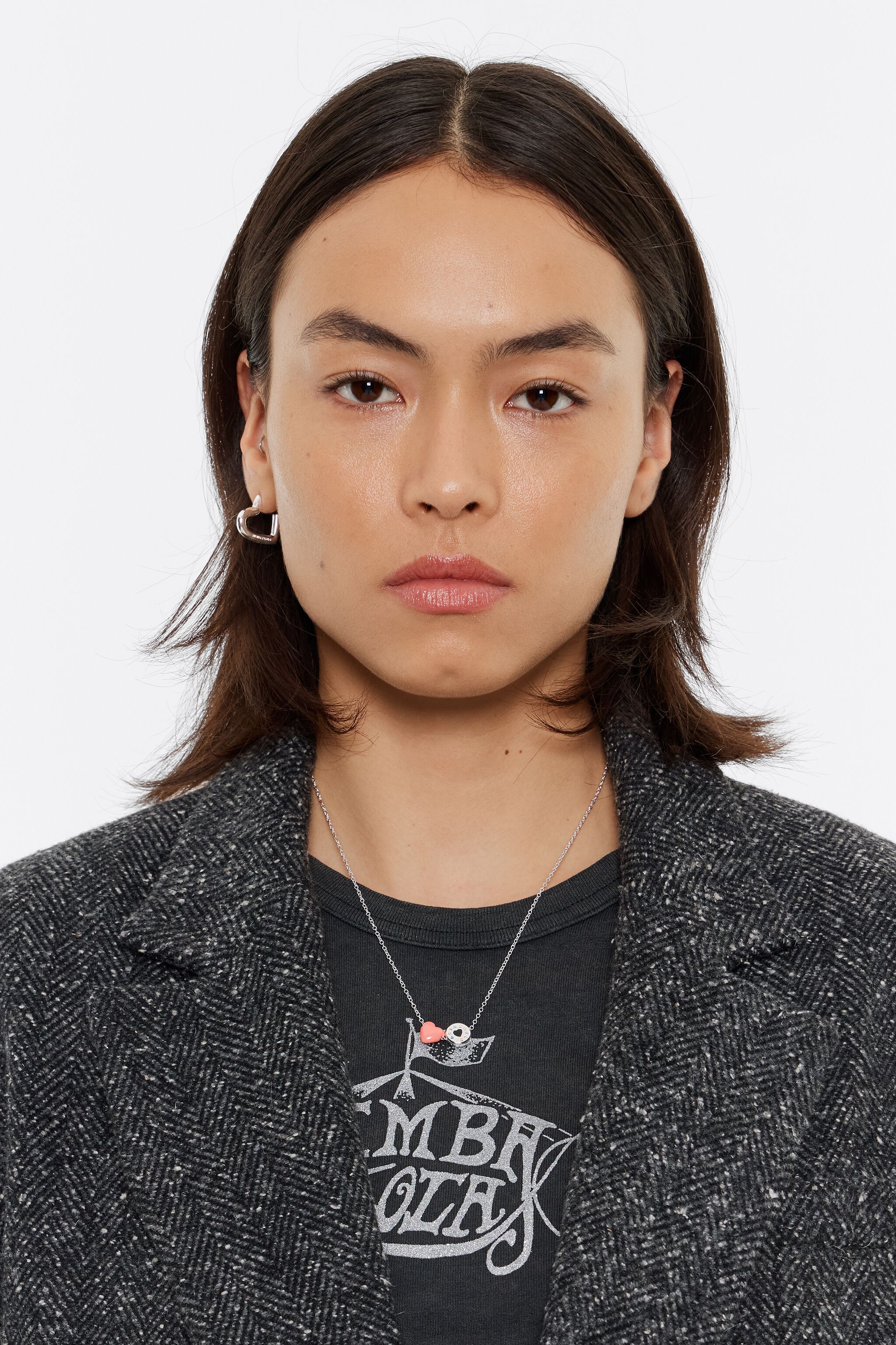 Pink heart logo necklace