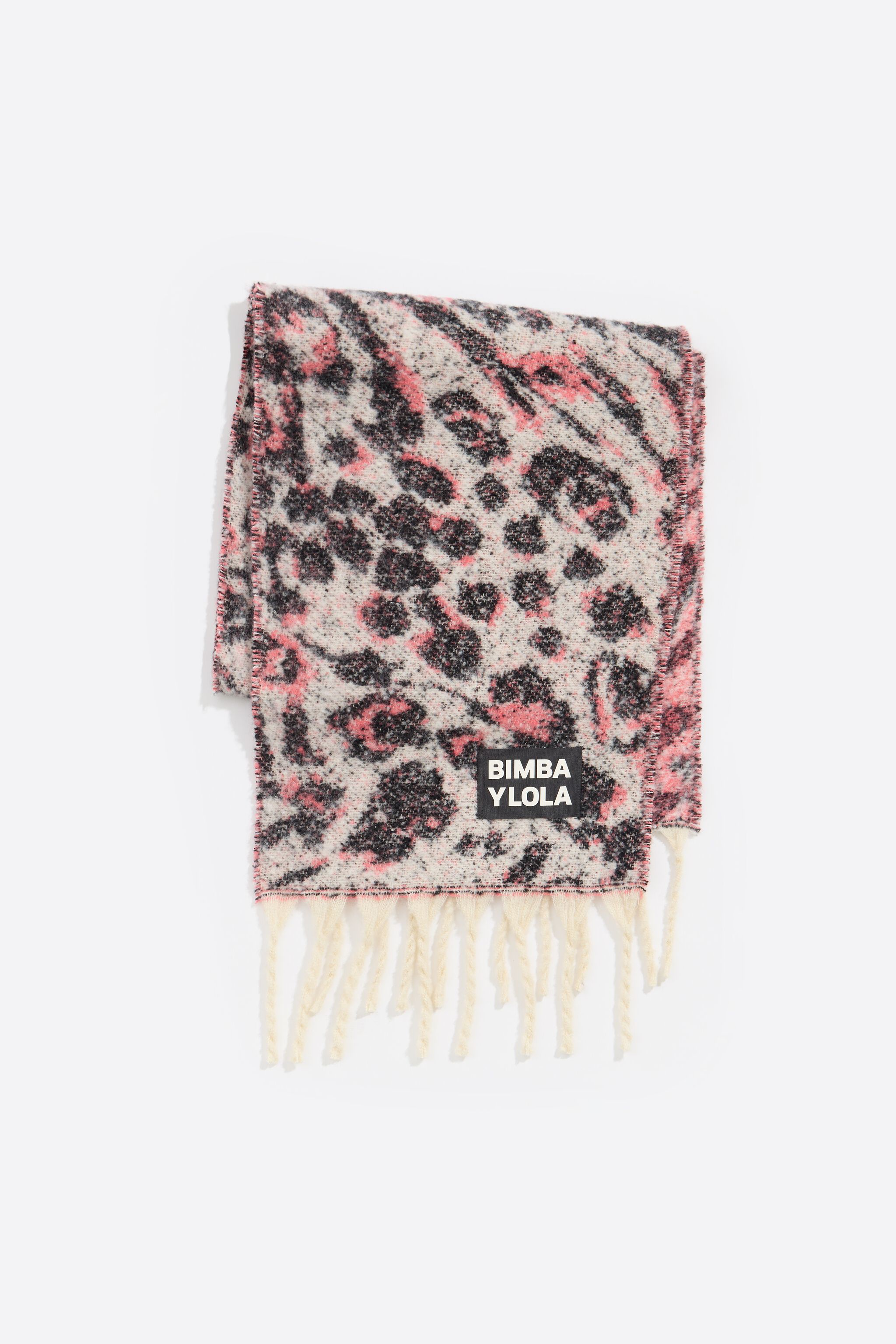 Natural animal jacquard brushed scarf