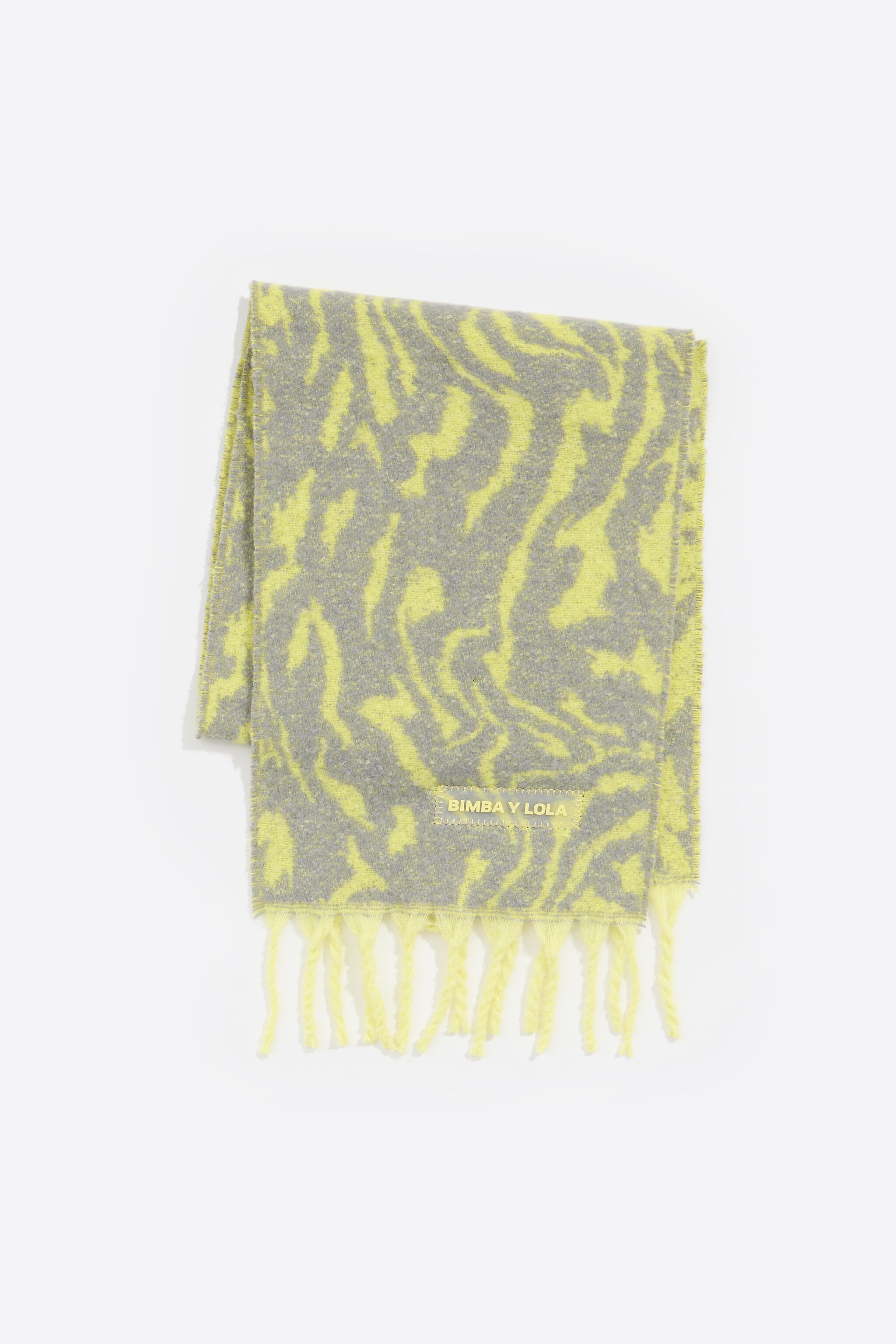 Lime jacquard brushed scarf