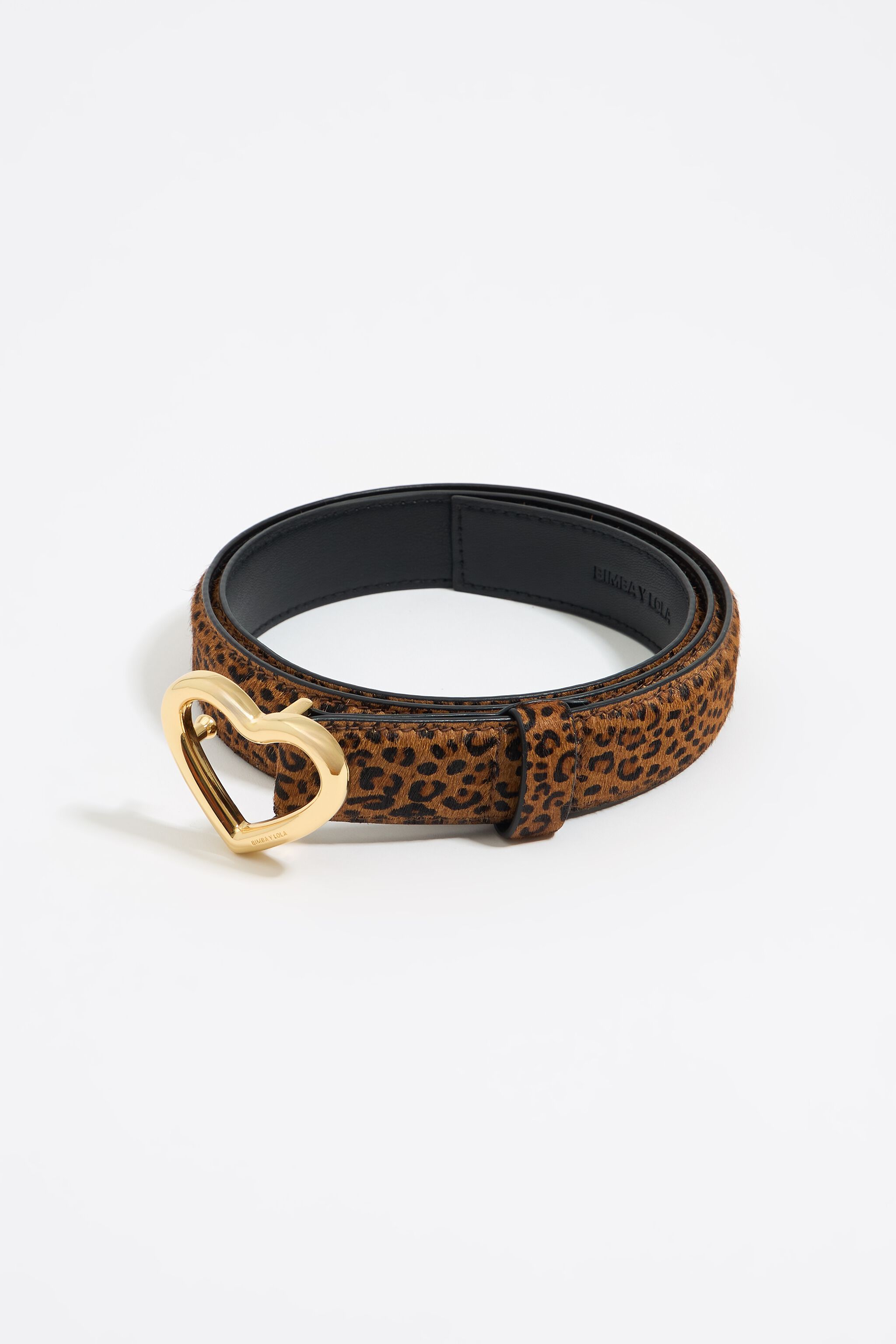 Leopard leather heart buckle belt