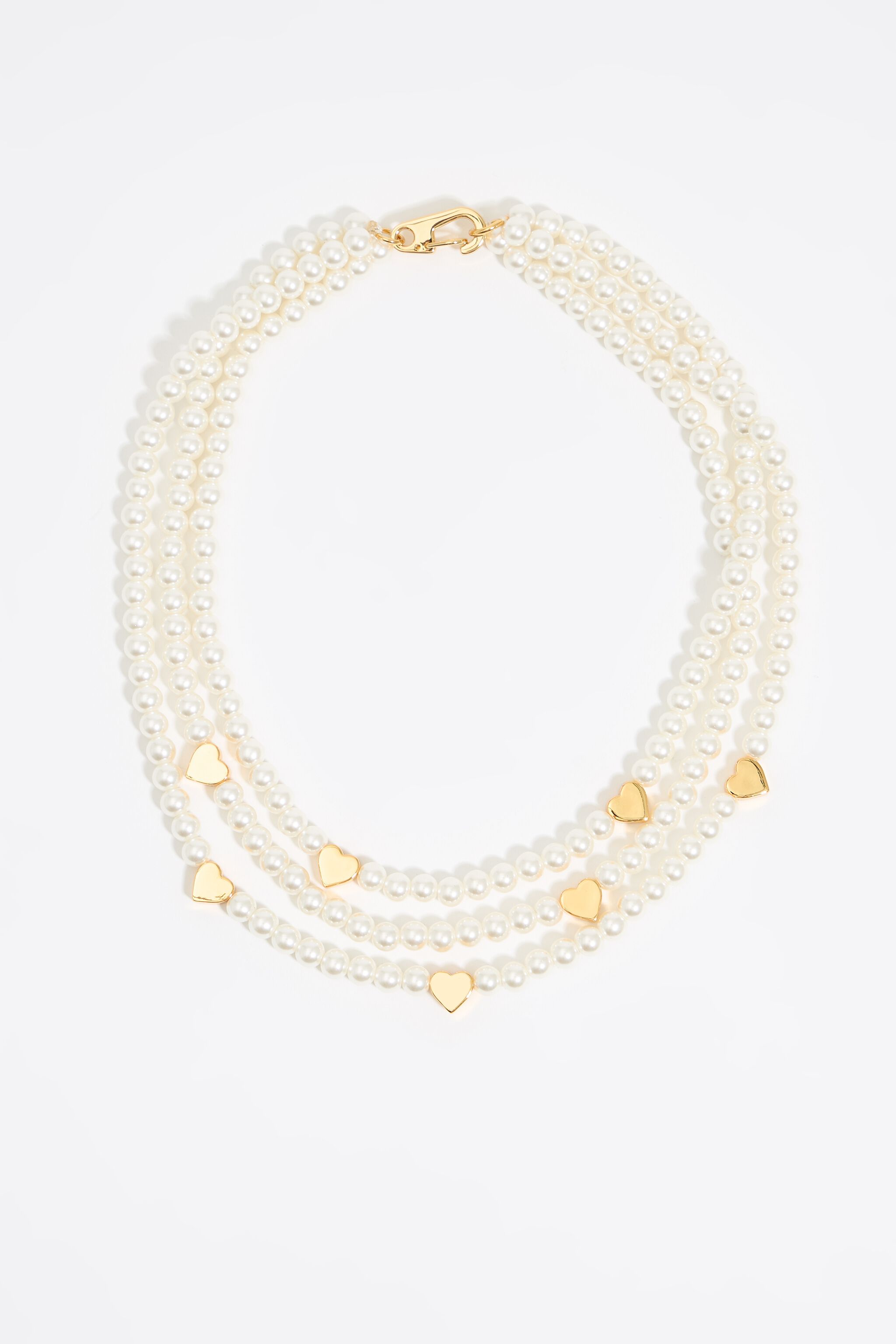 Gold hearts and pearls necklace