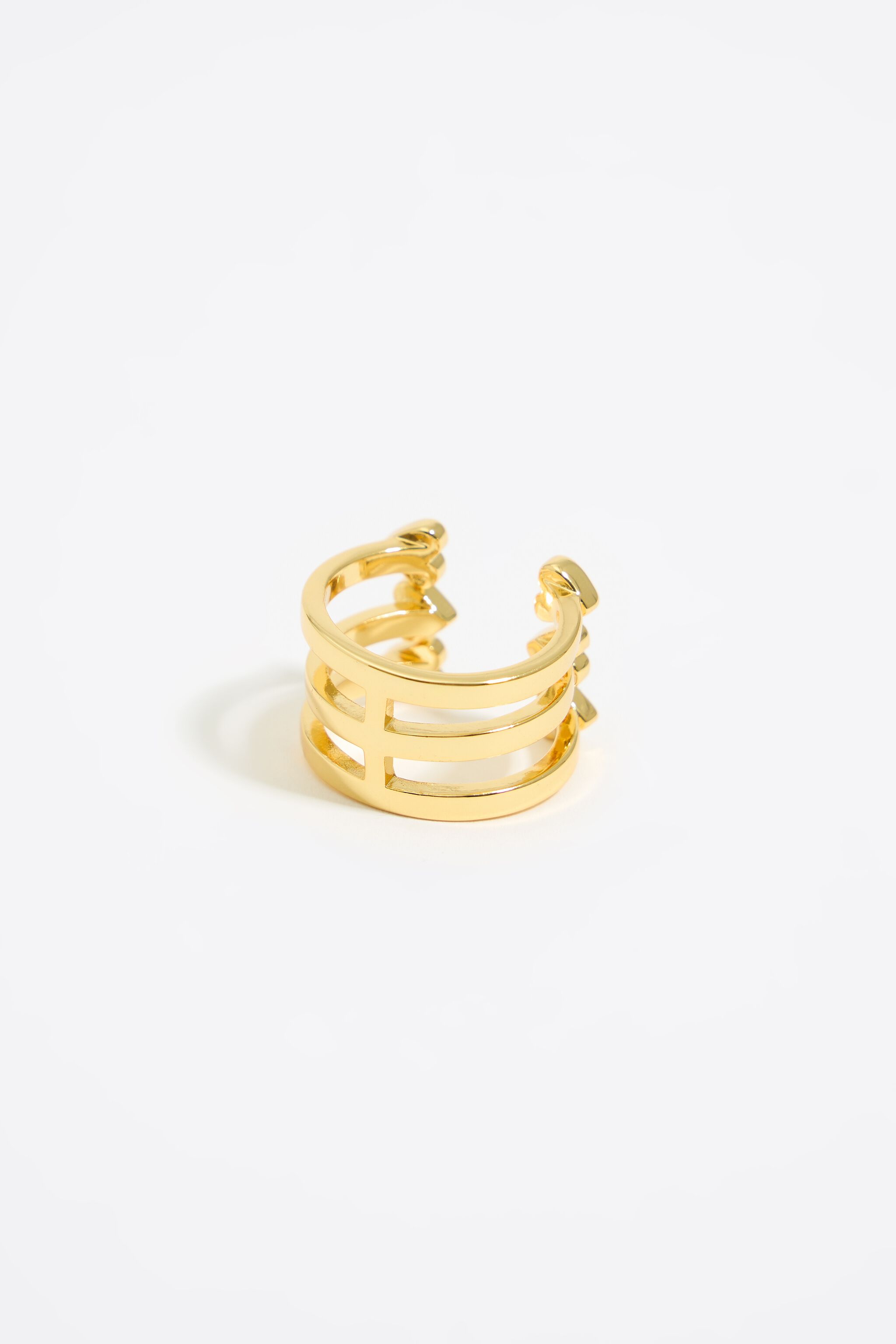 Gold hearts three-band ring