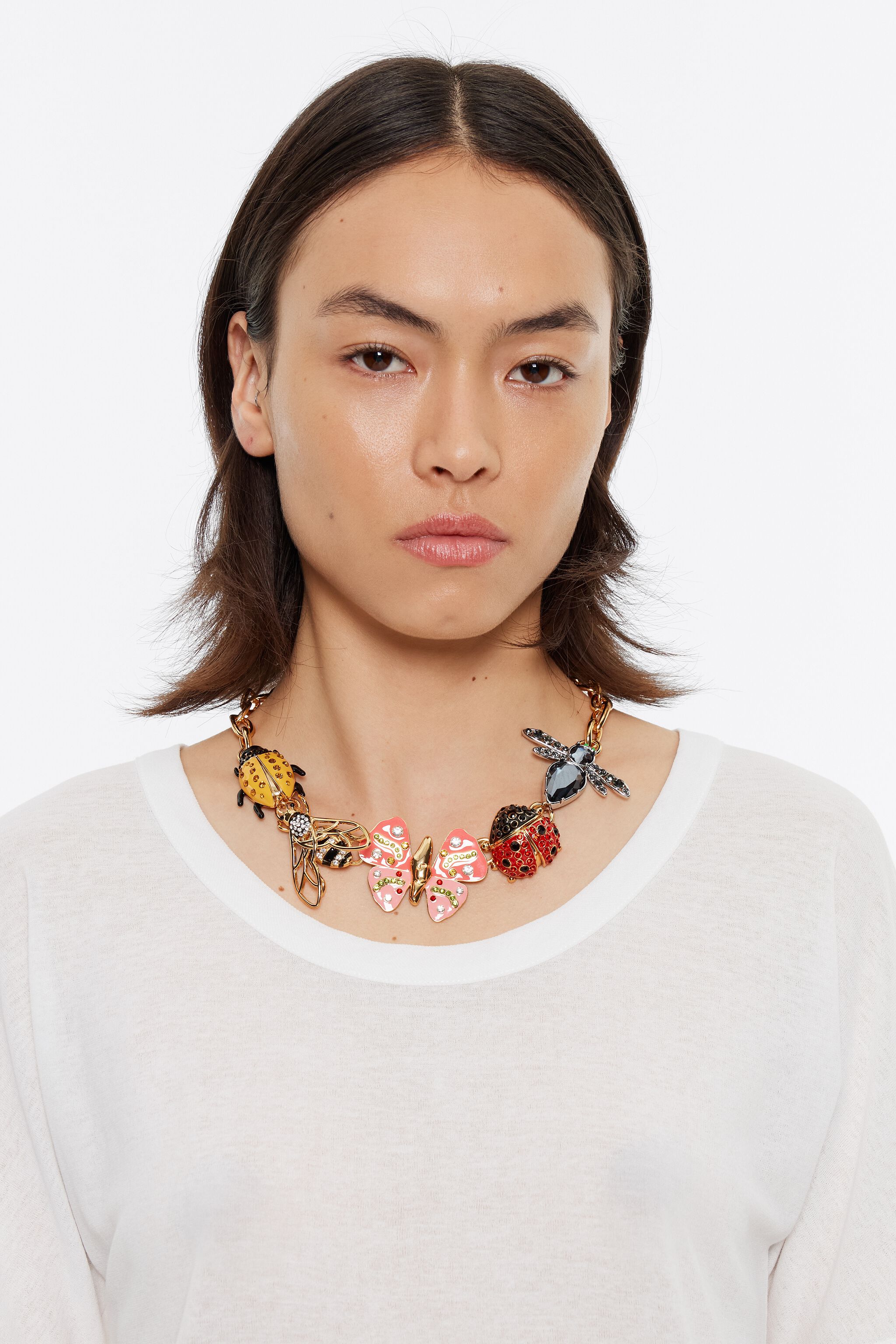 Butterfly, ladybug and bee chain necklace