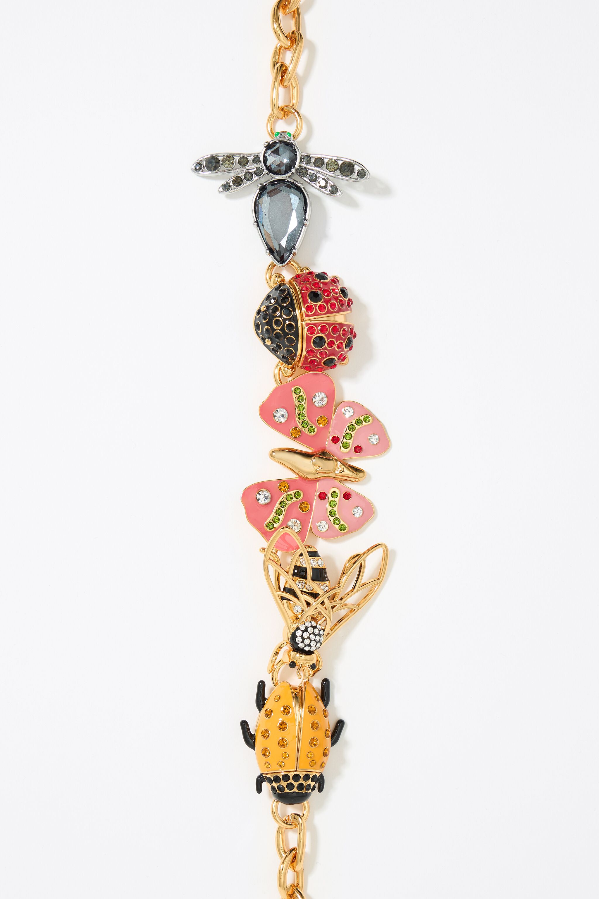 Butterfly, ladybug and bee chain necklace