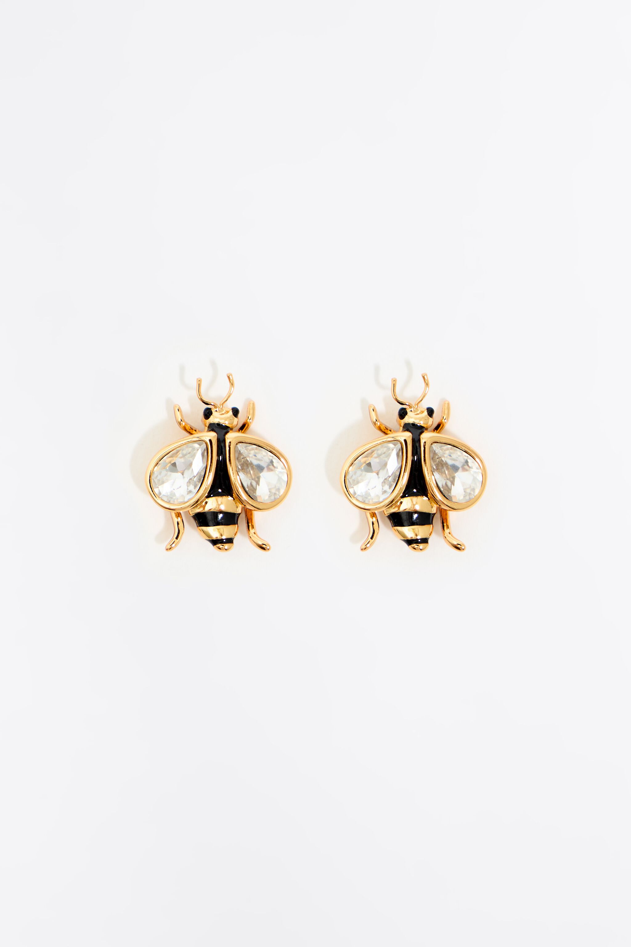 Pendientes mini abeja negra y cristales