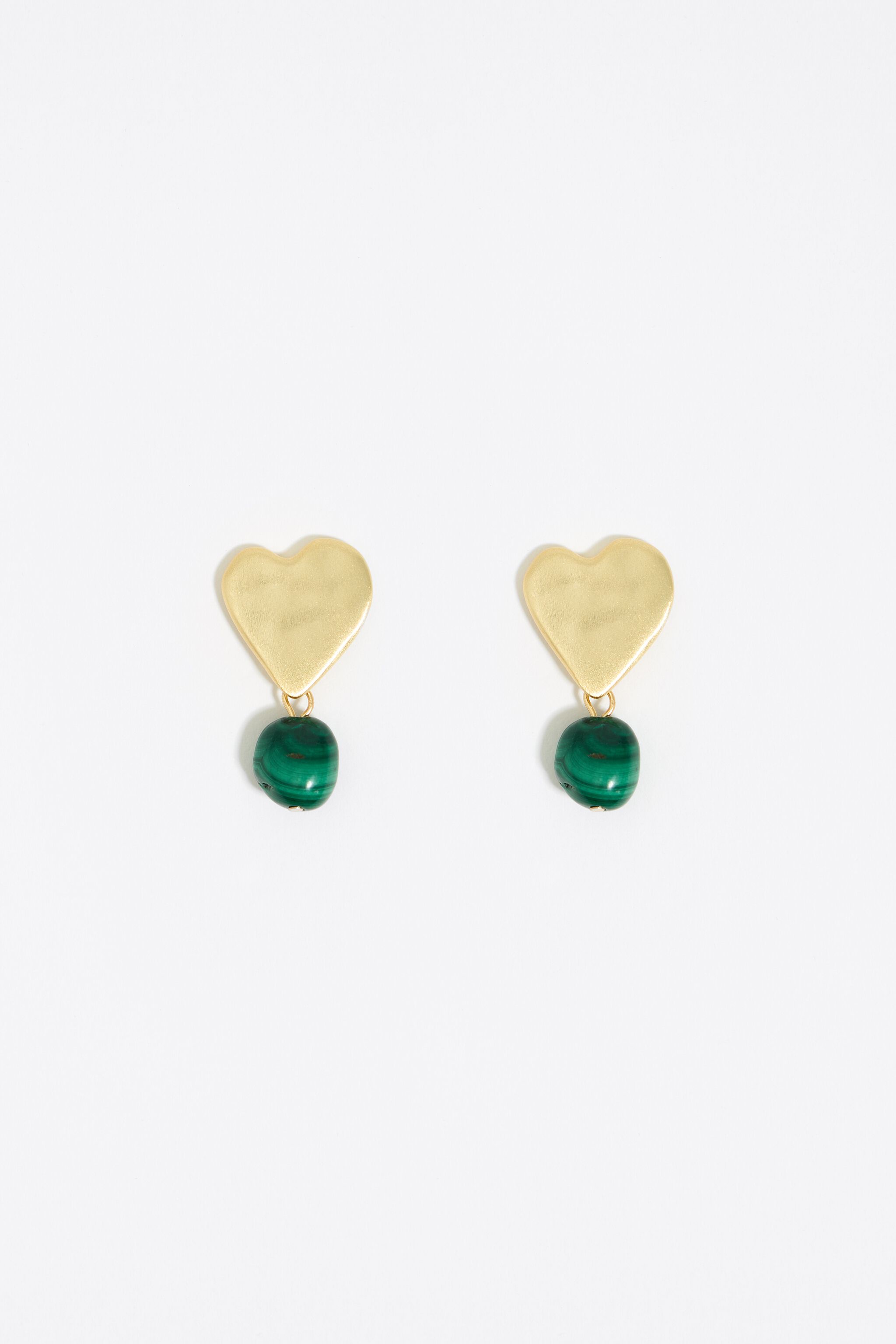 Textured heart and stone earrings