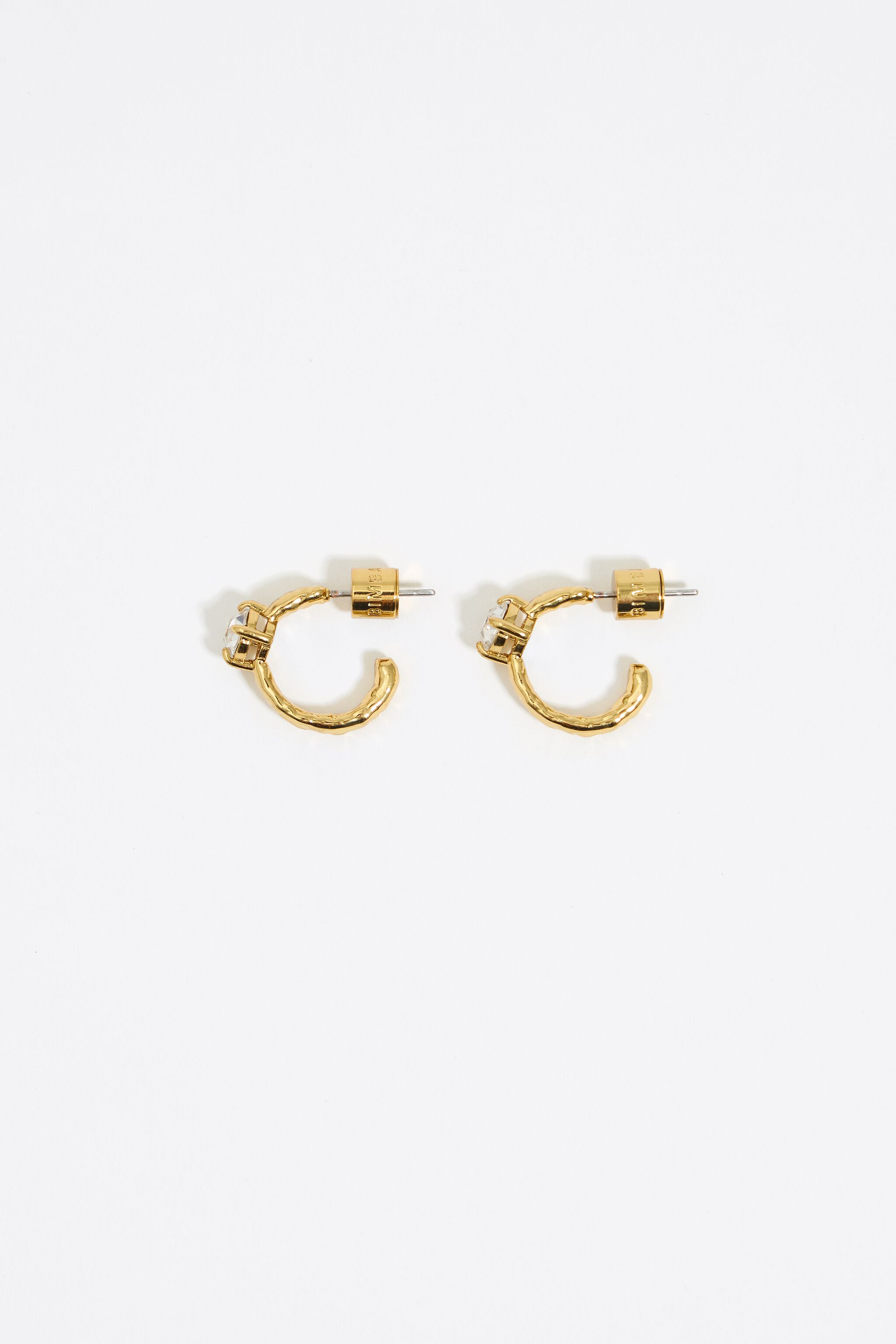 Textured hoop and crystal earrings