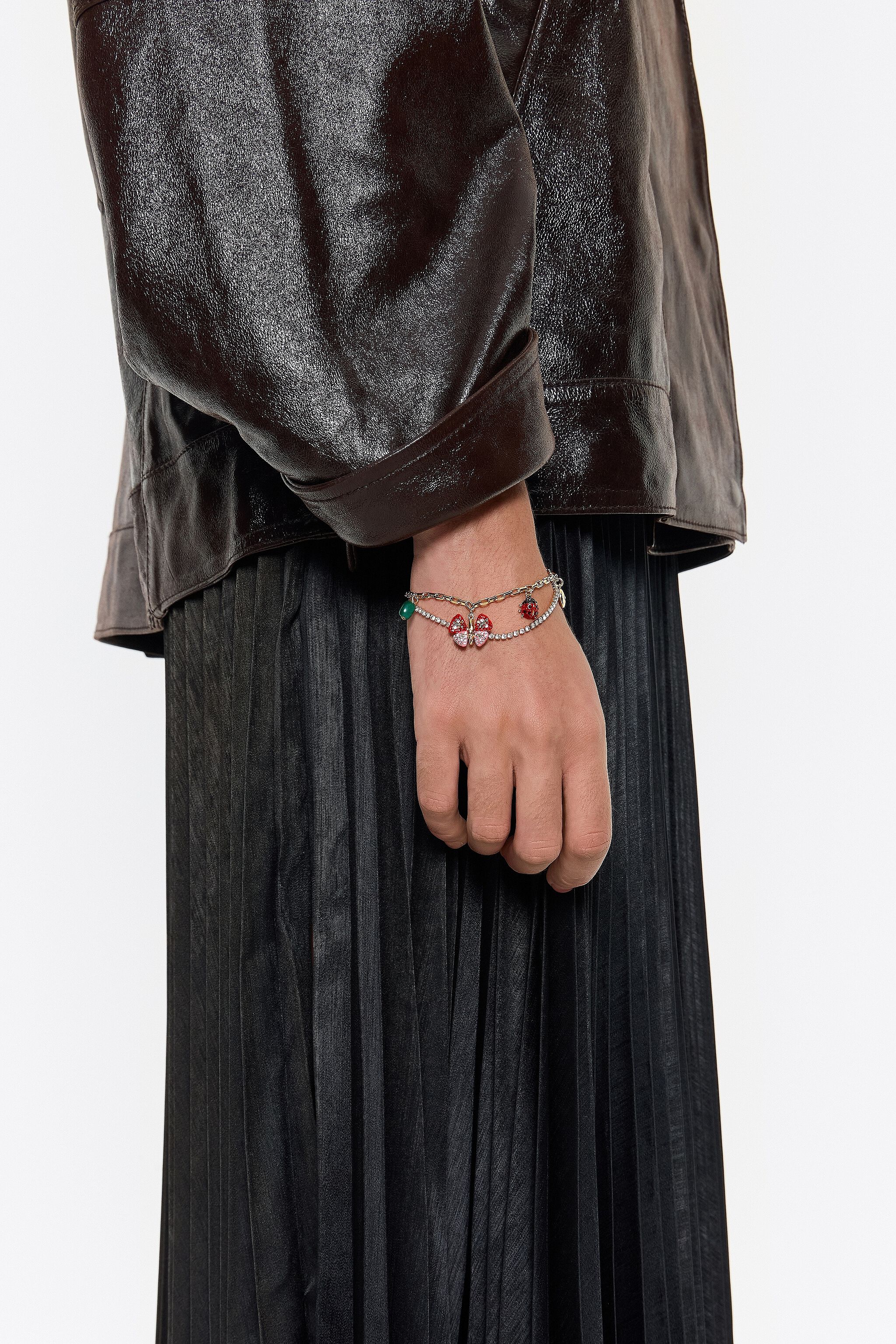 Crystal bracelet with butterfly, ladybug and bee