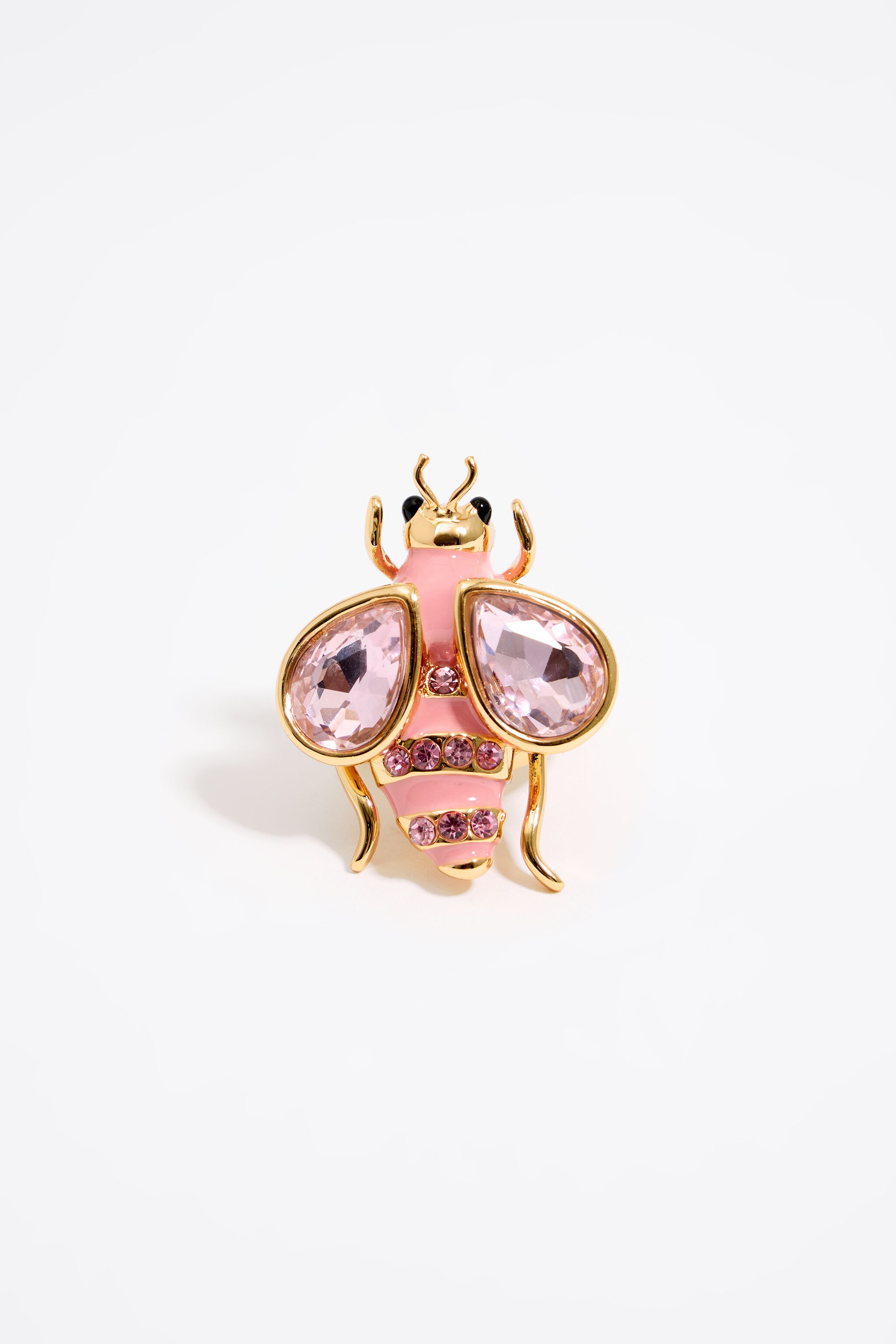 Pink bee ring with crystals