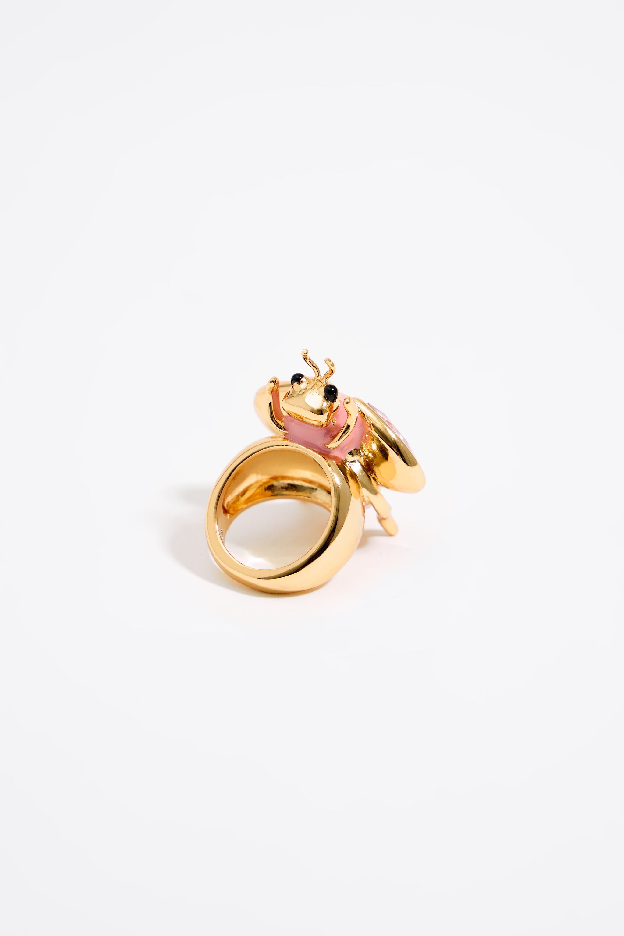 Pink bee ring with crystals