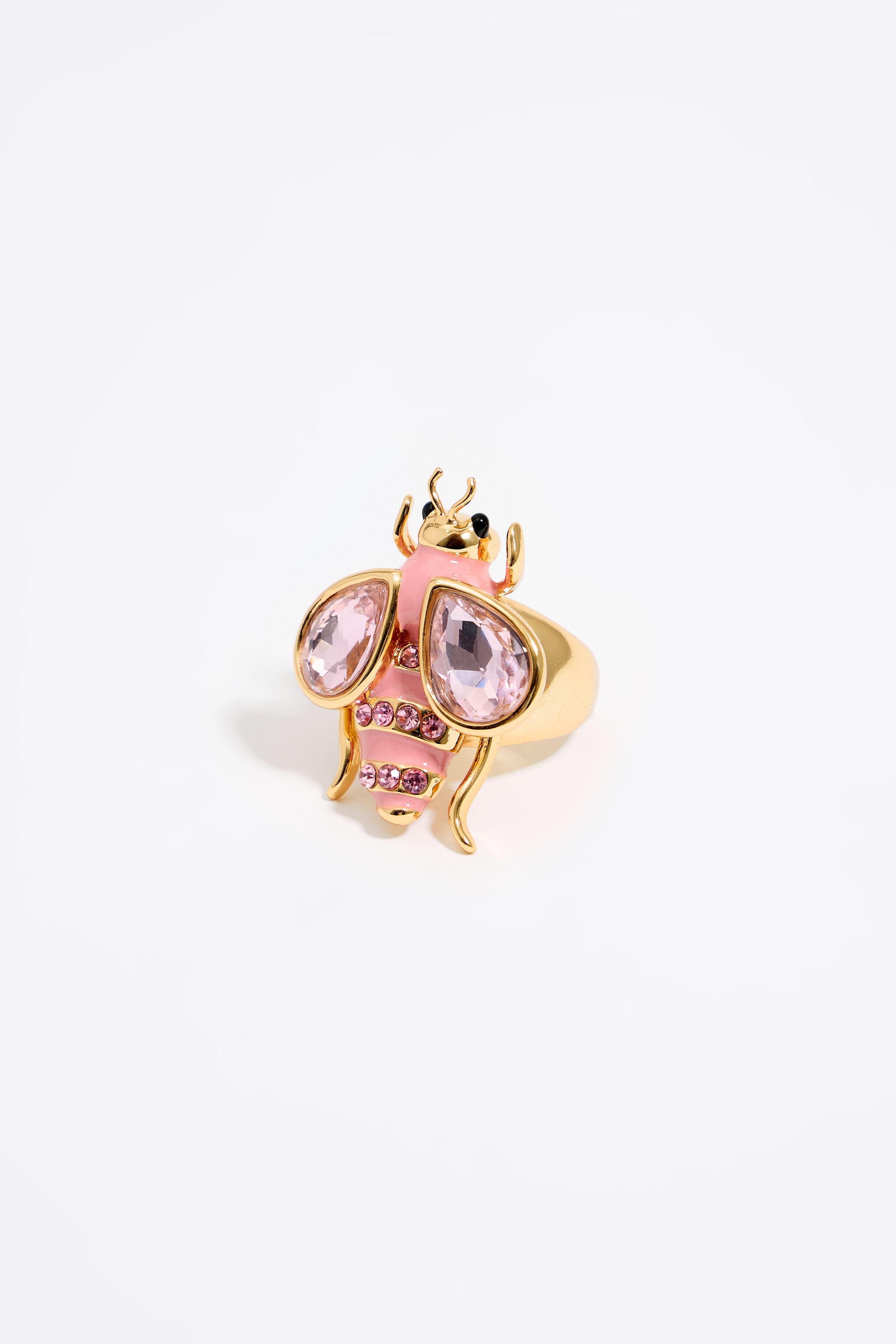 Pink bee ring with crystals