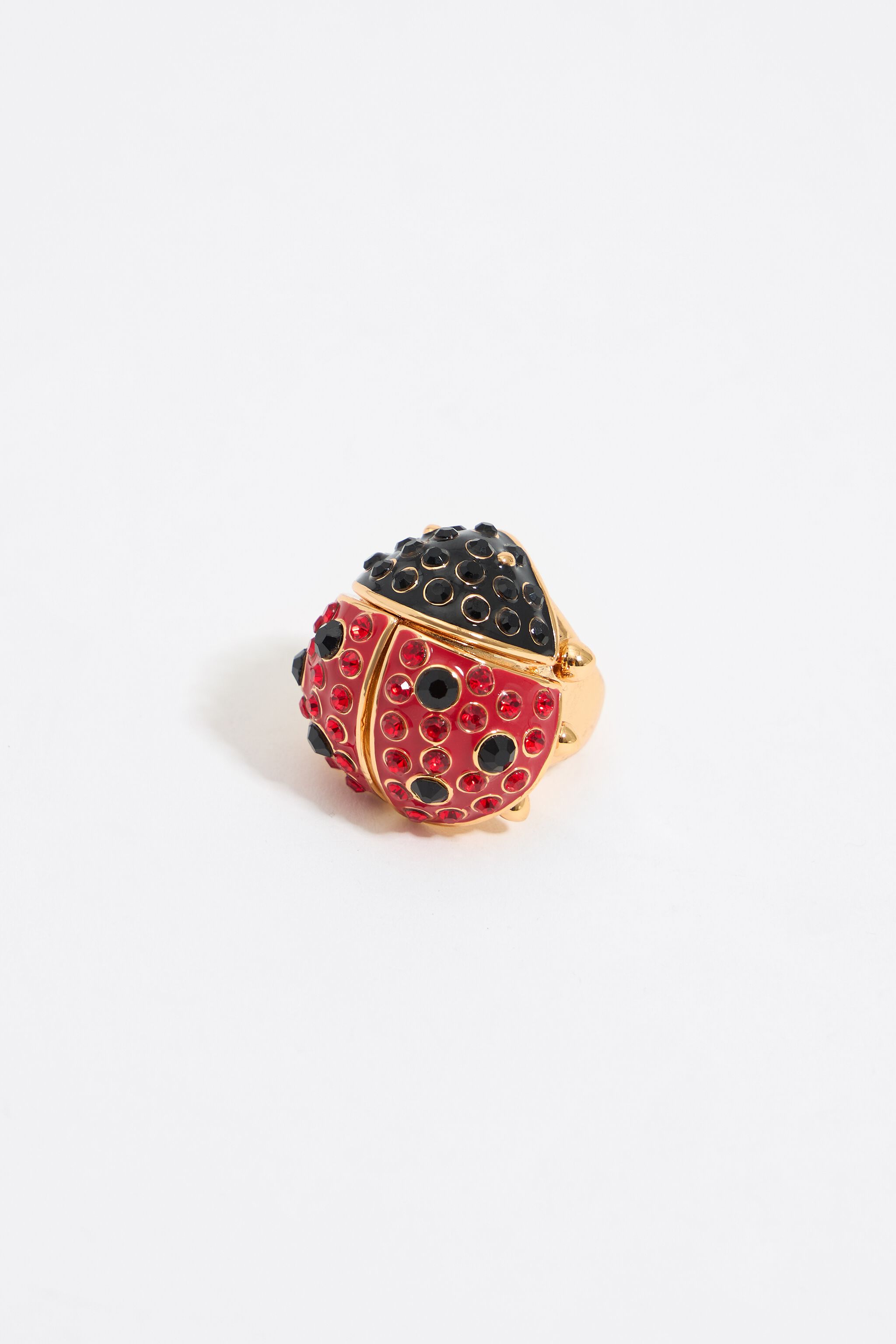 Red crystals ladybug ring
