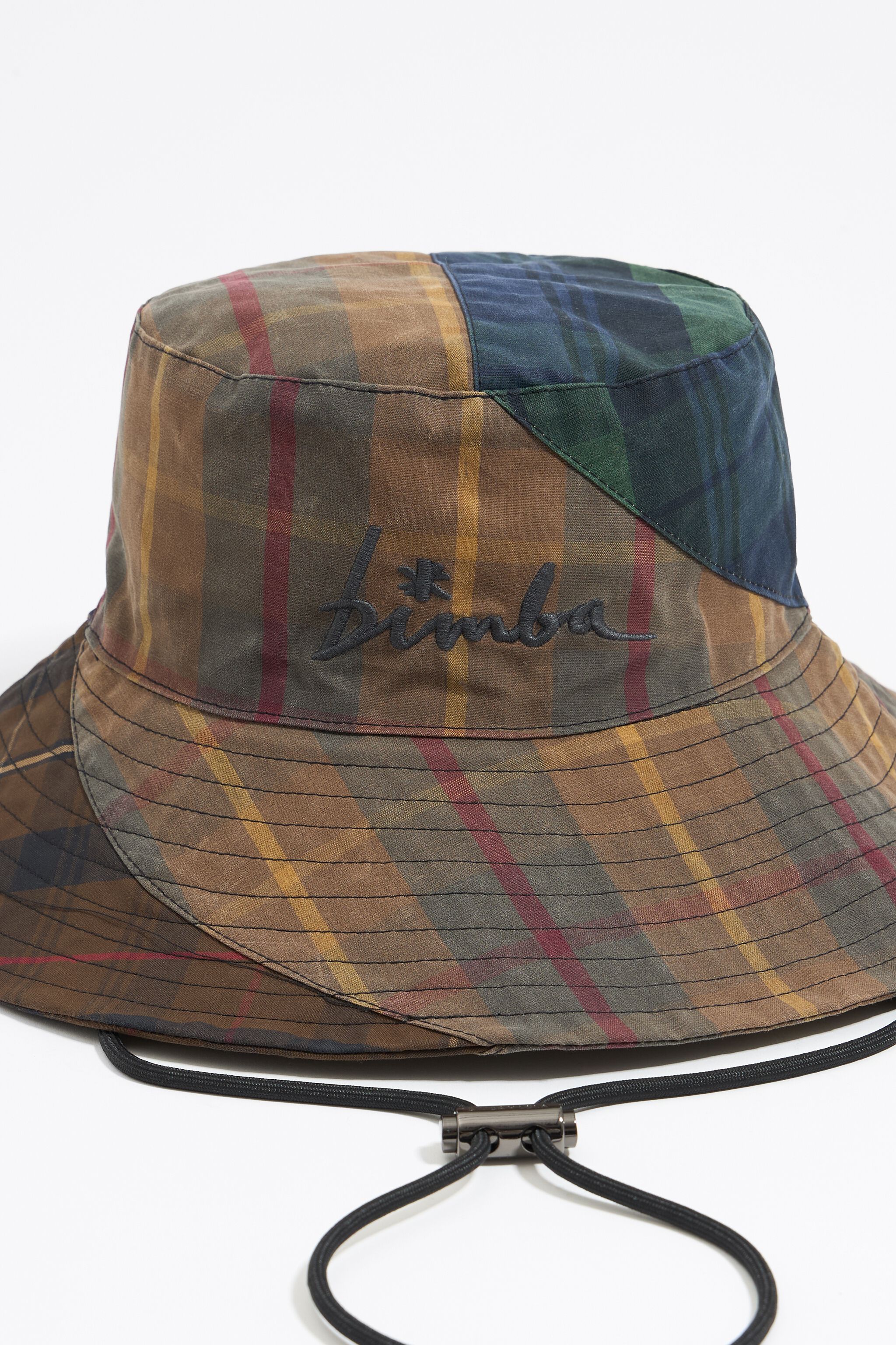 Blue checked cotton hat