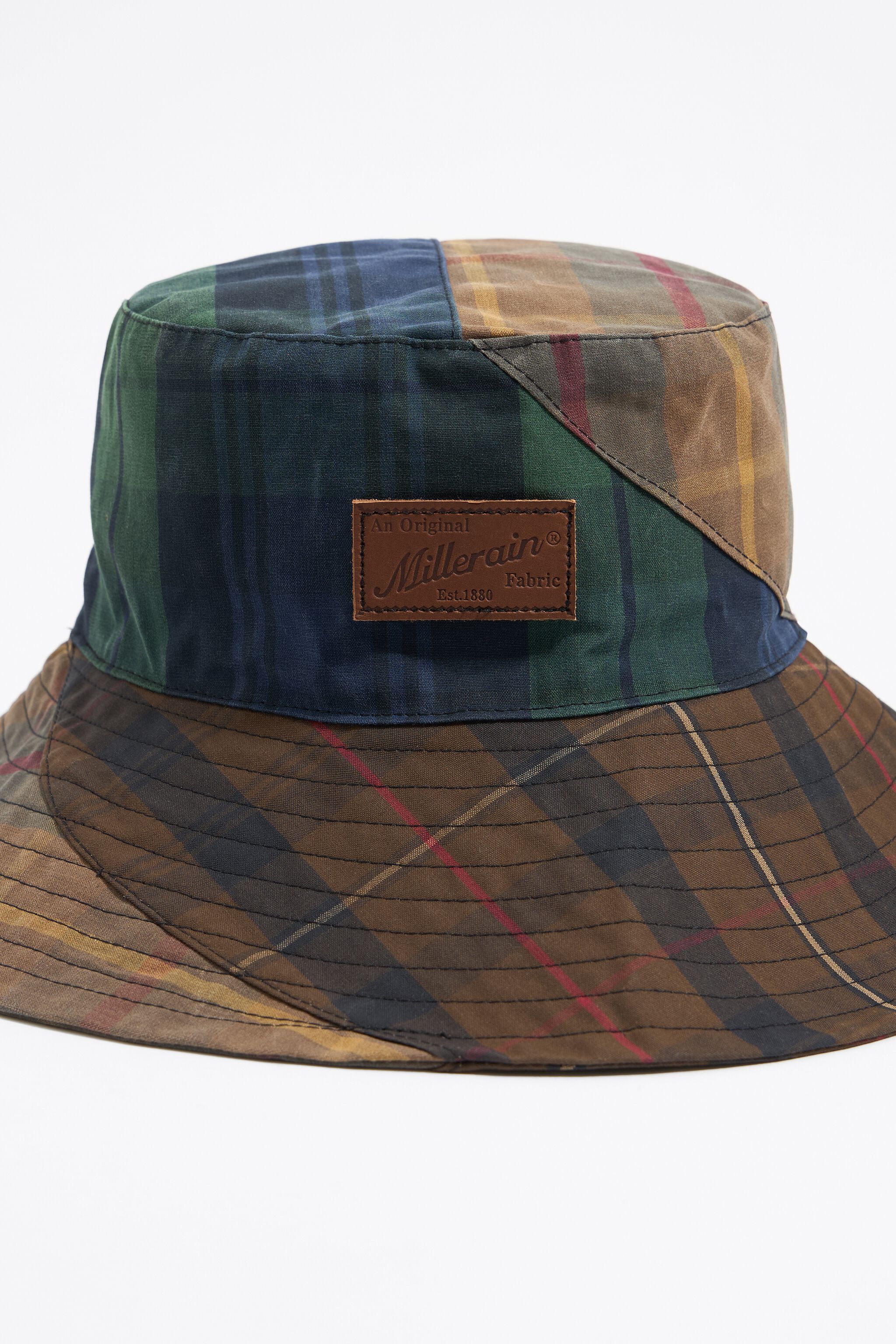 Blue checked cotton hat