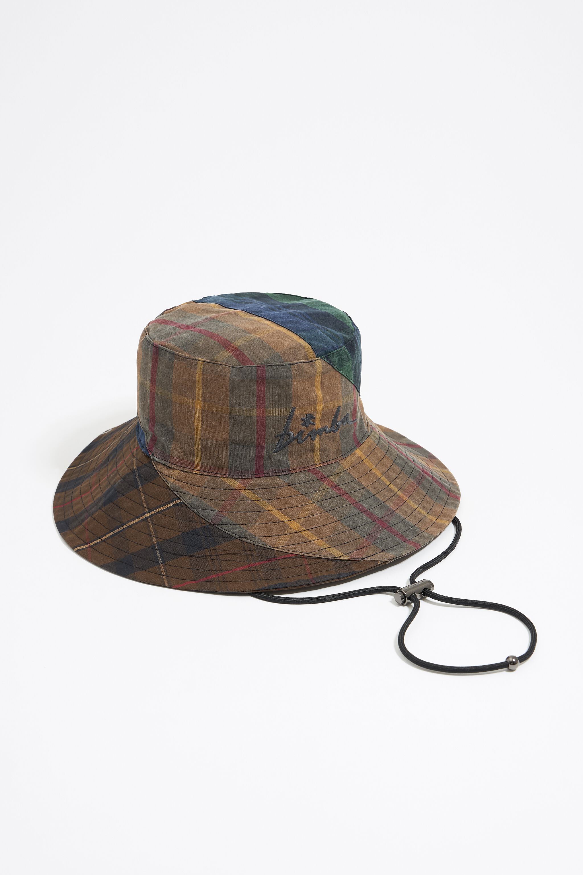Blue checked cotton hat