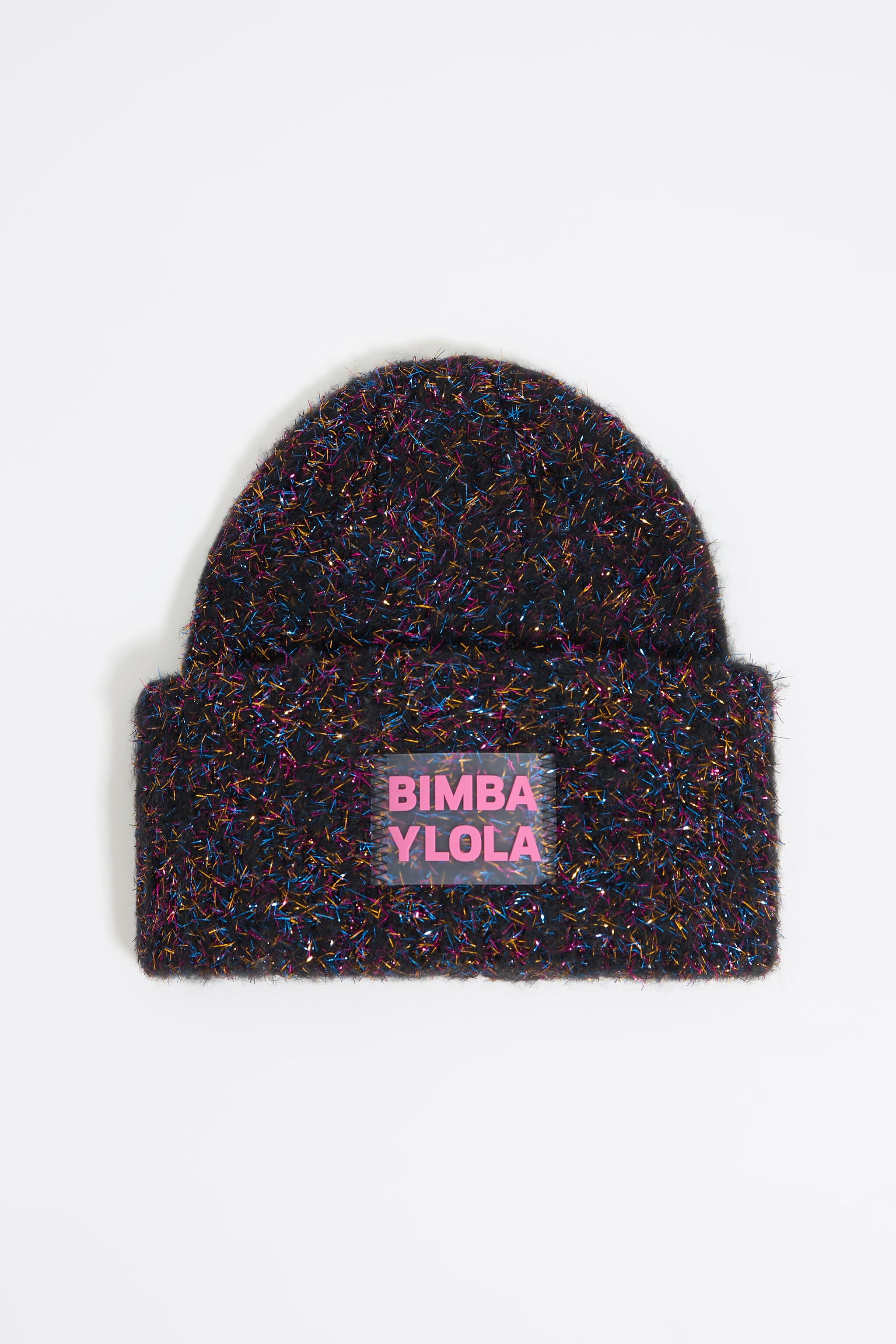 Black lurex knit hat