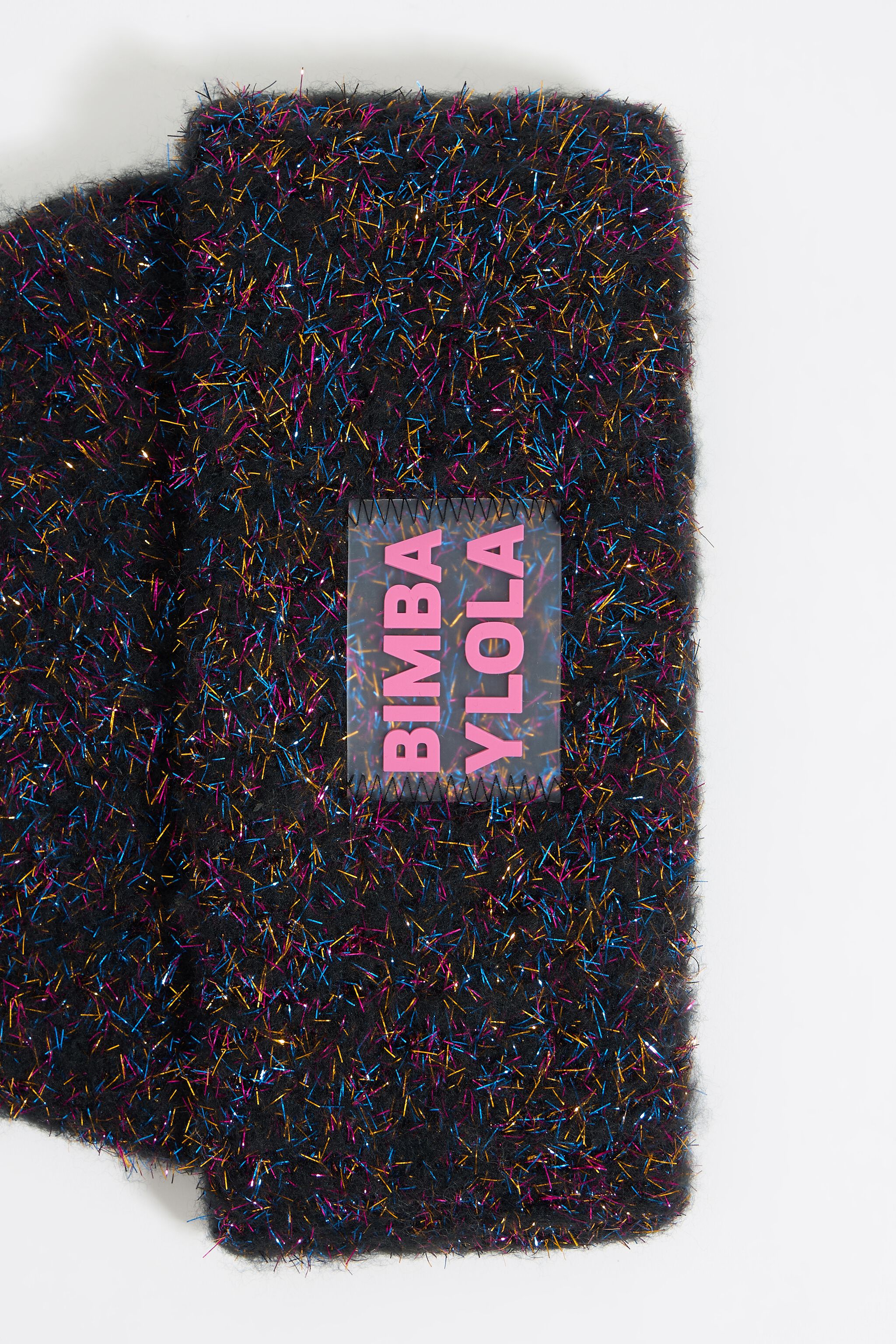 Black lurex knit hat