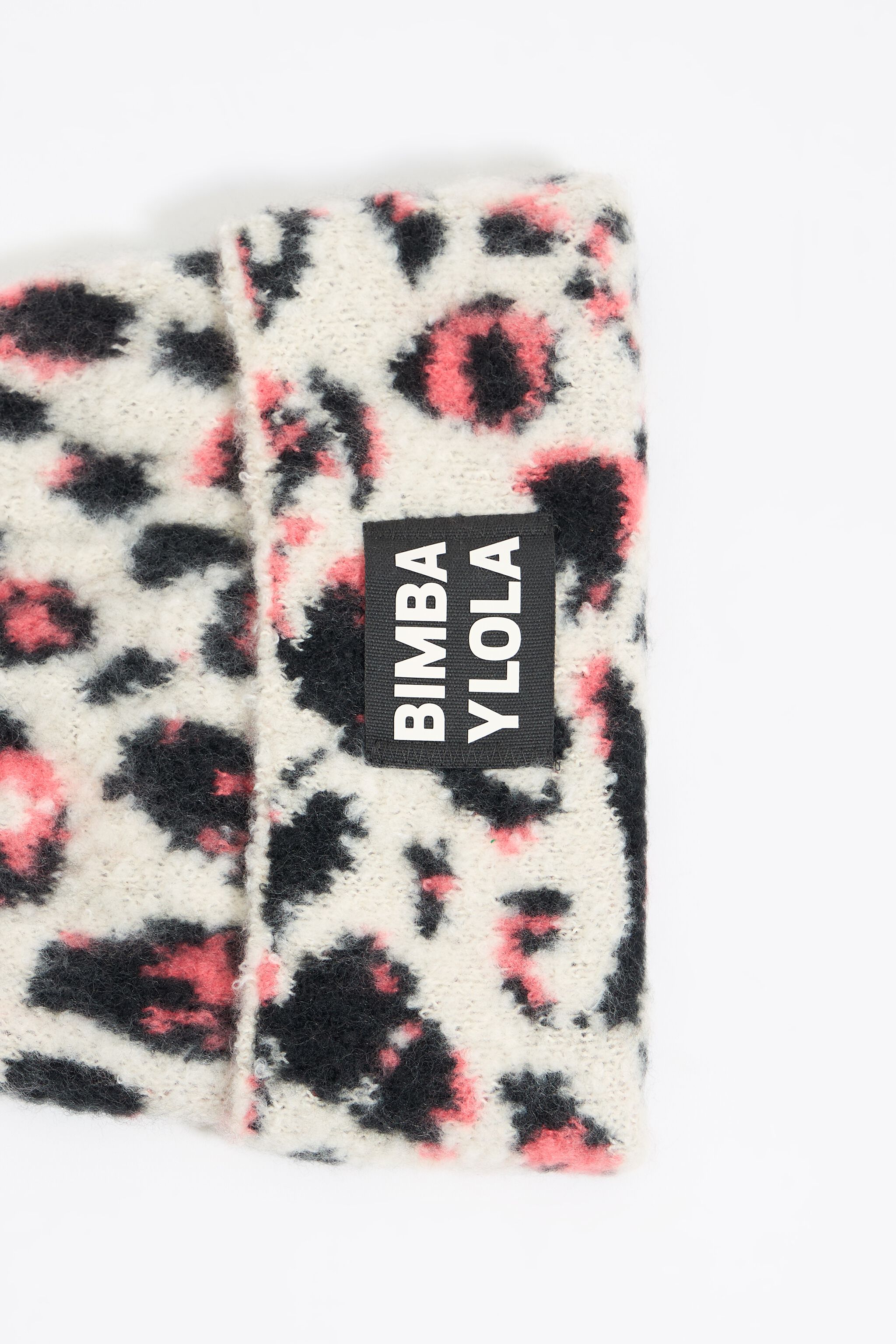 Natural animal-print jacquard knit hat