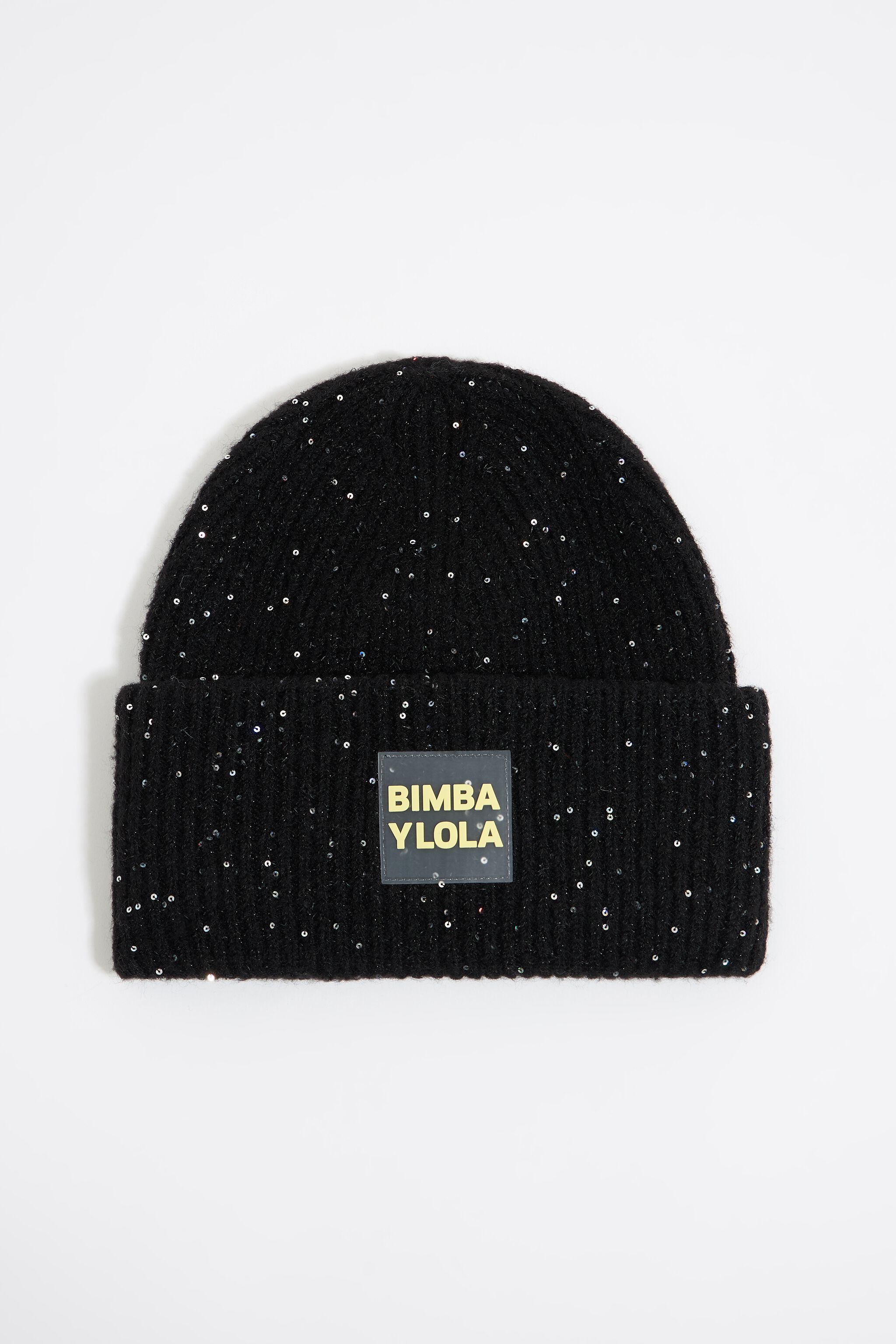 Black sequin knit hat
