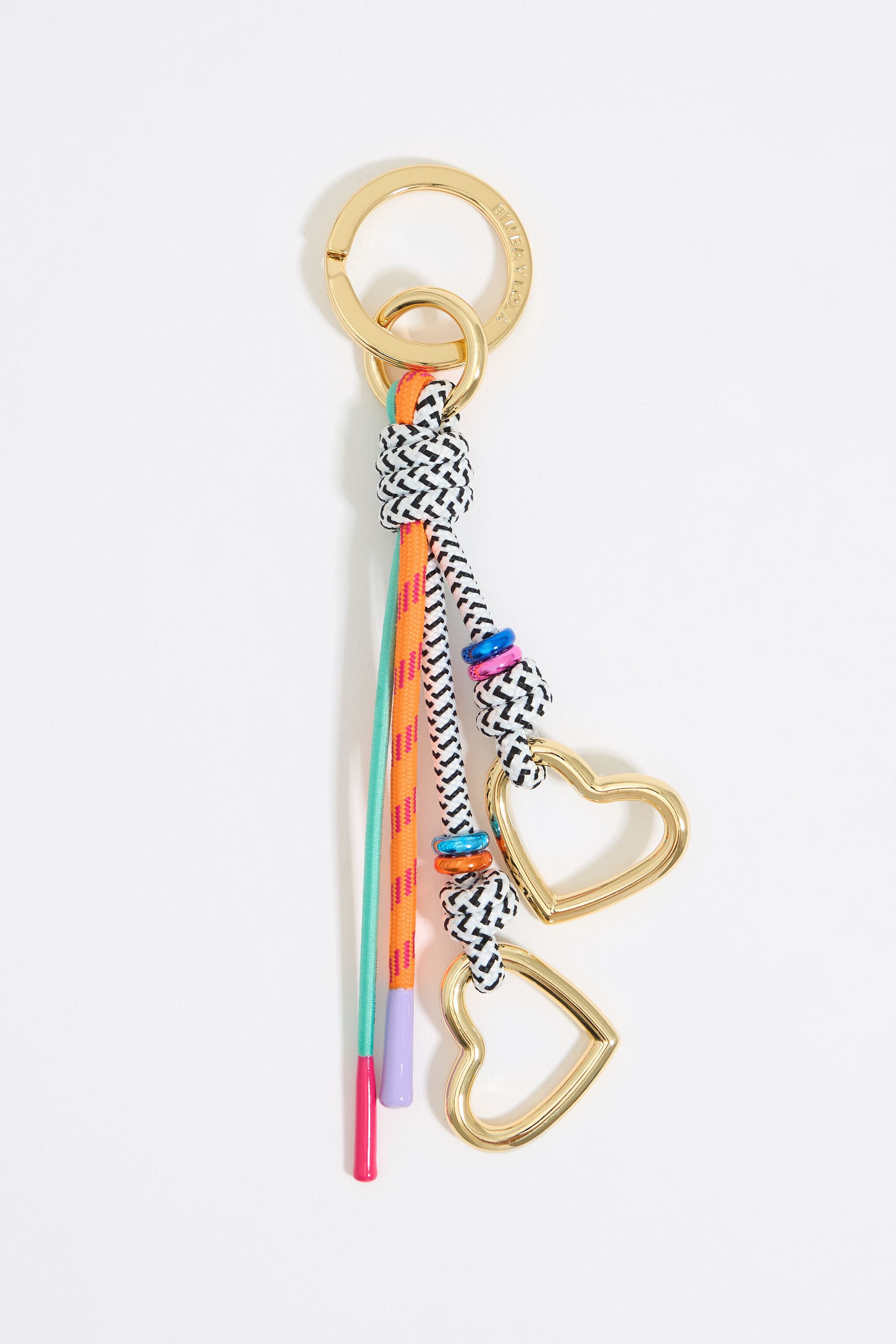 Gold rope and hearts key ring