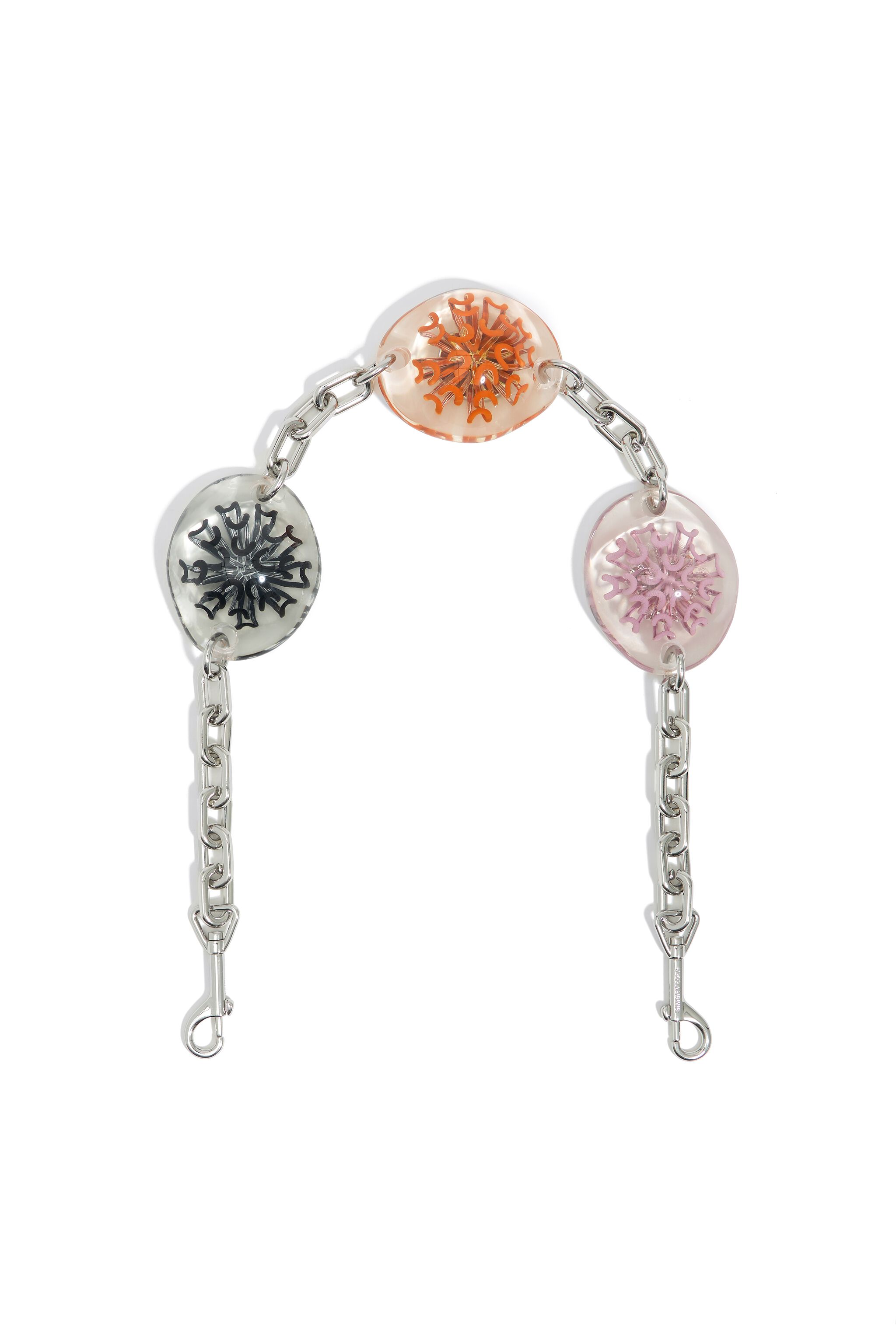 Cadena bolso crisantemos burbuja plateado