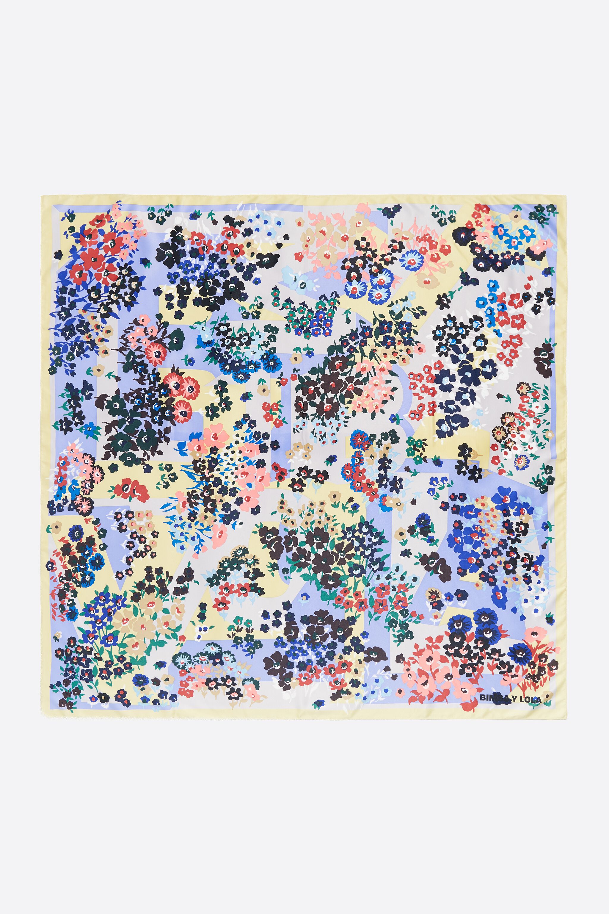 Lime geometric logo floral scarf