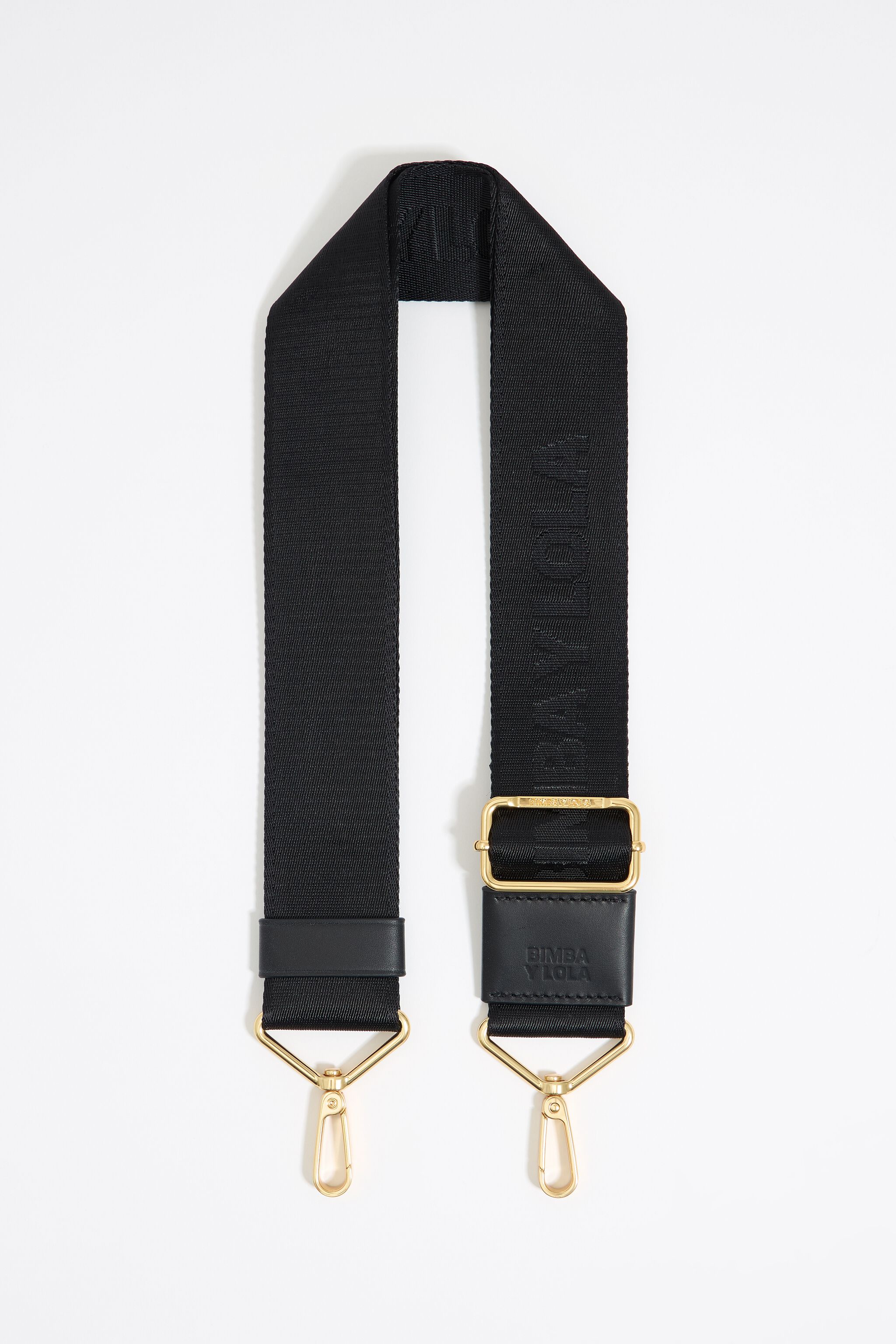 Black logo fabric crossbody strap
