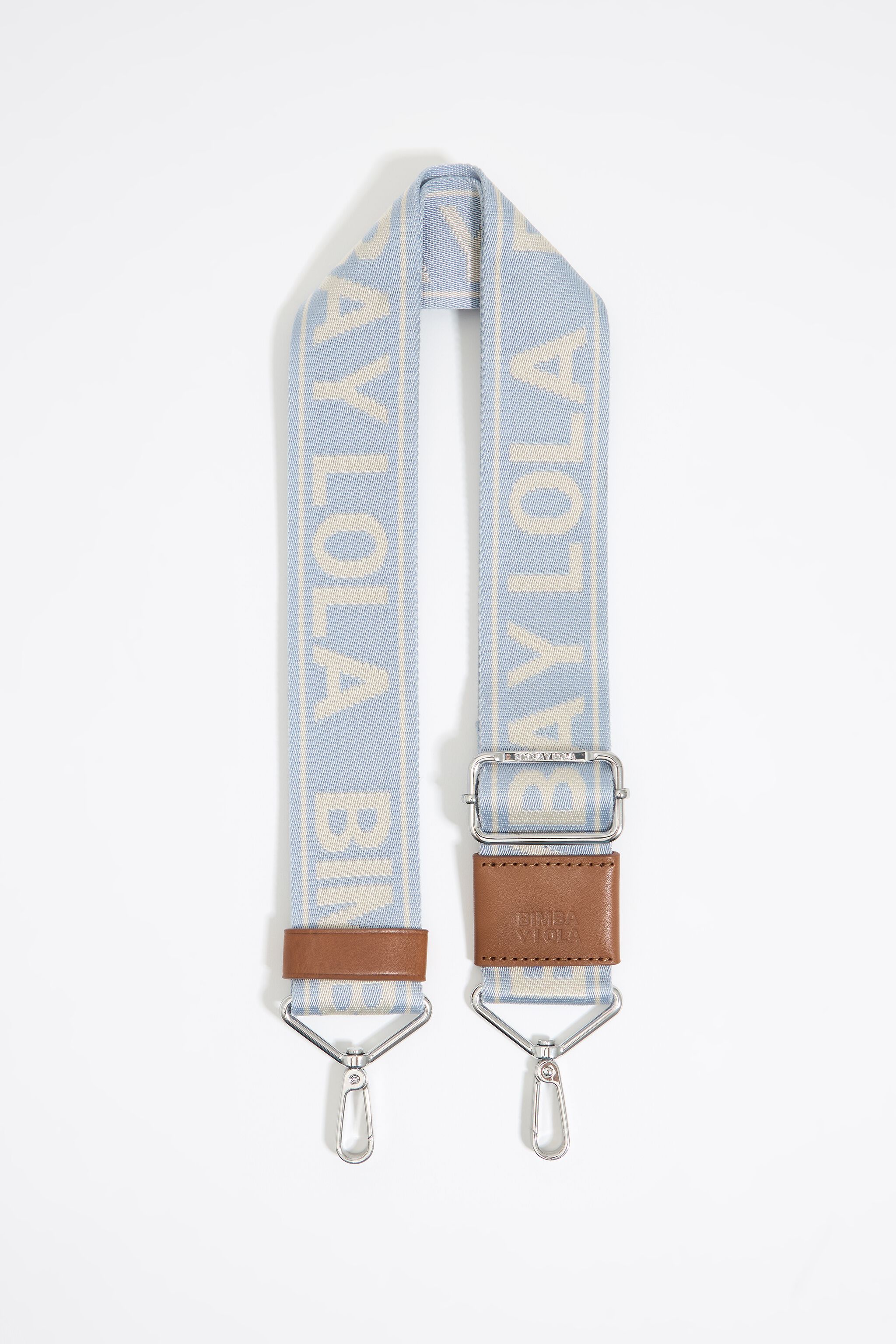 Light blue logo fabric crossbody strap