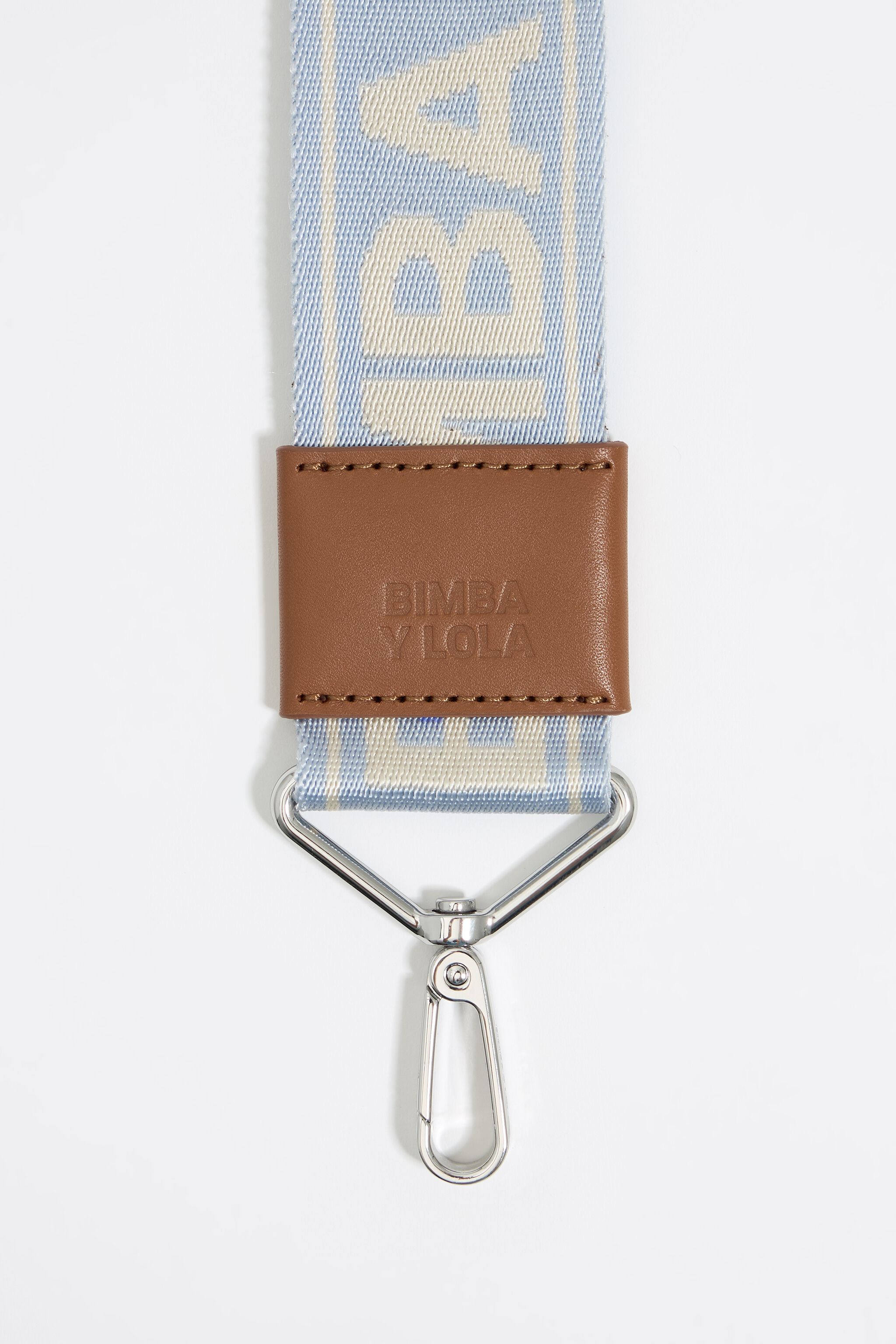 Light blue logo fabric crossbody strap