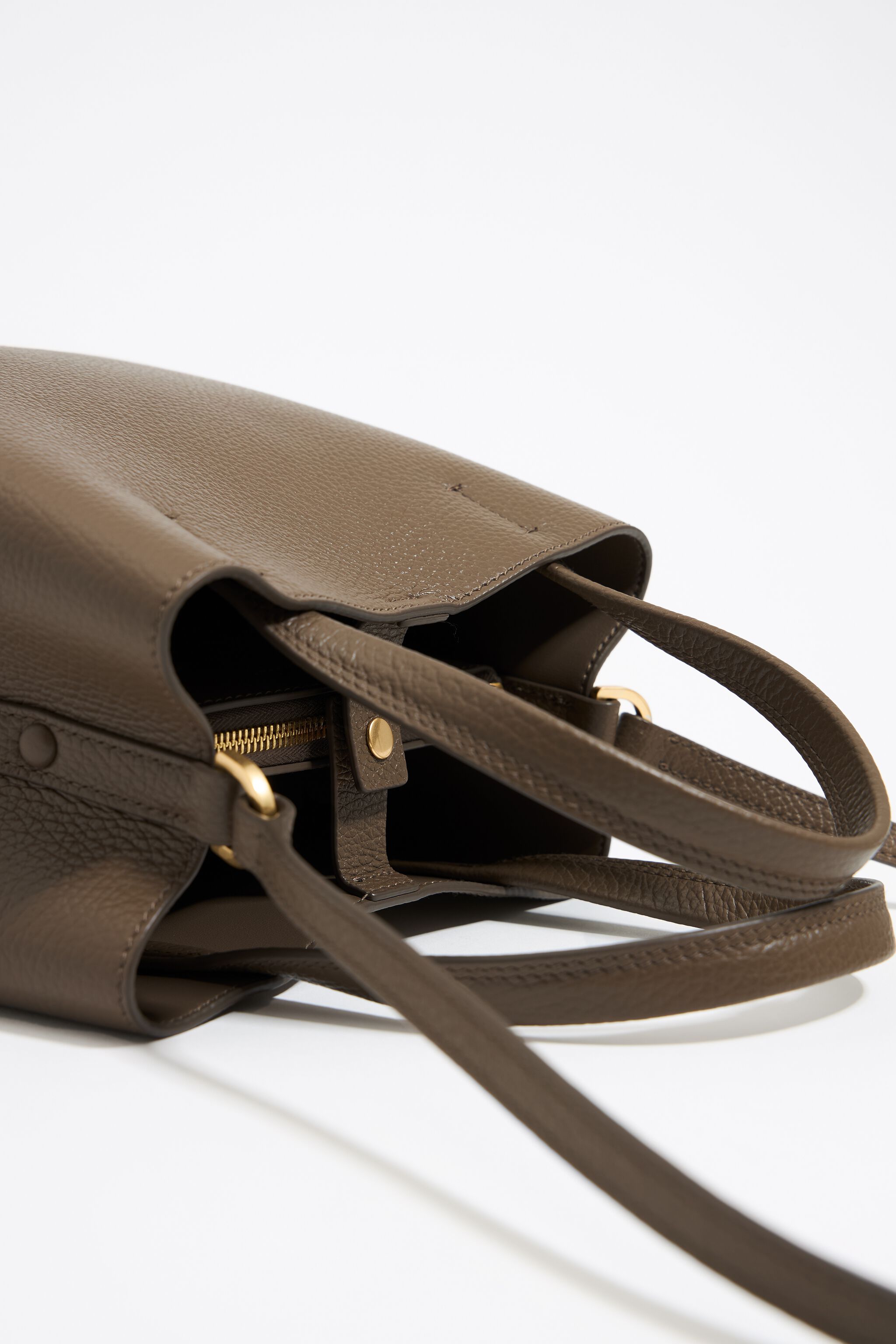 Small dark taupe leather Chihuahua bag