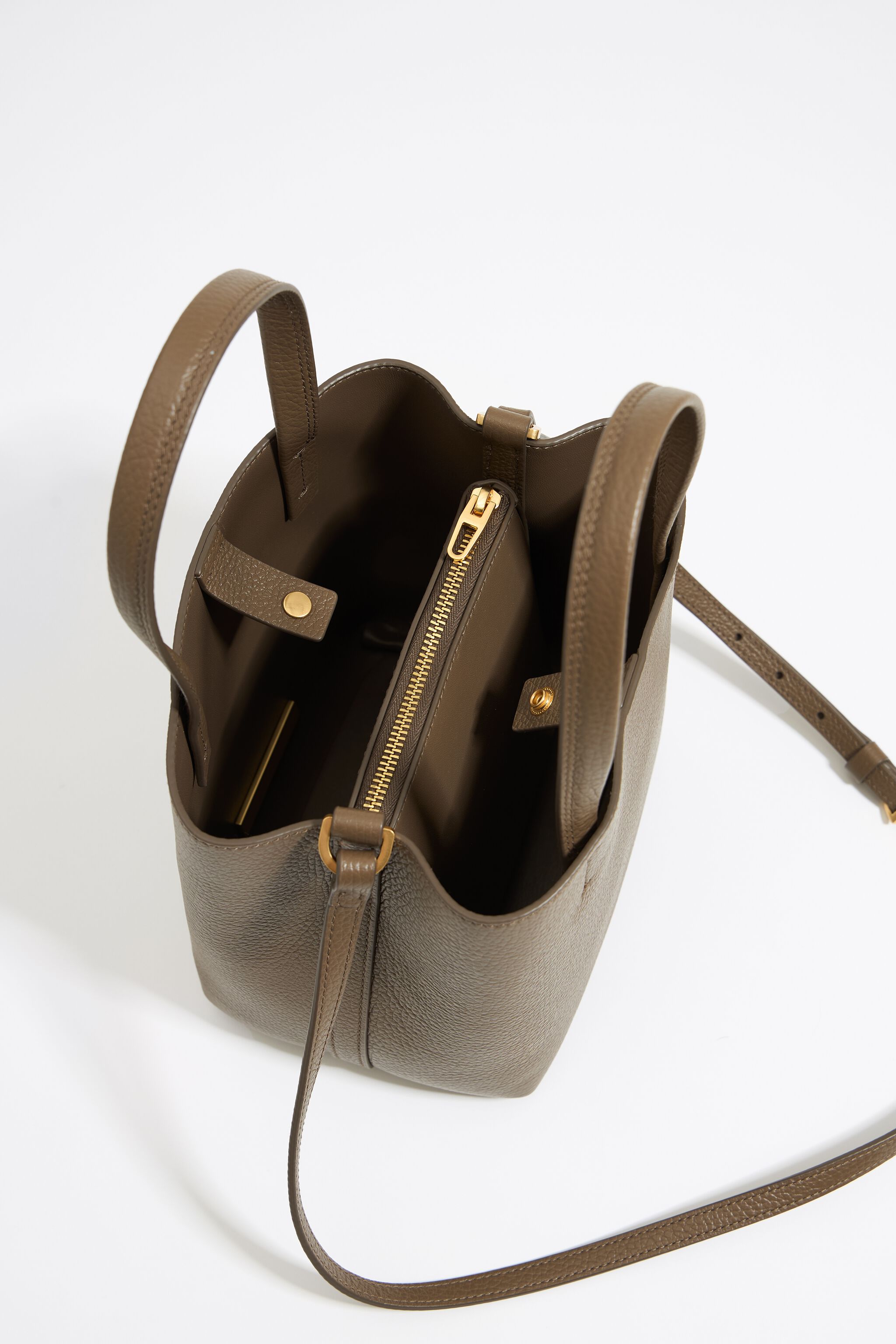 Small dark taupe leather Chihuahua bag