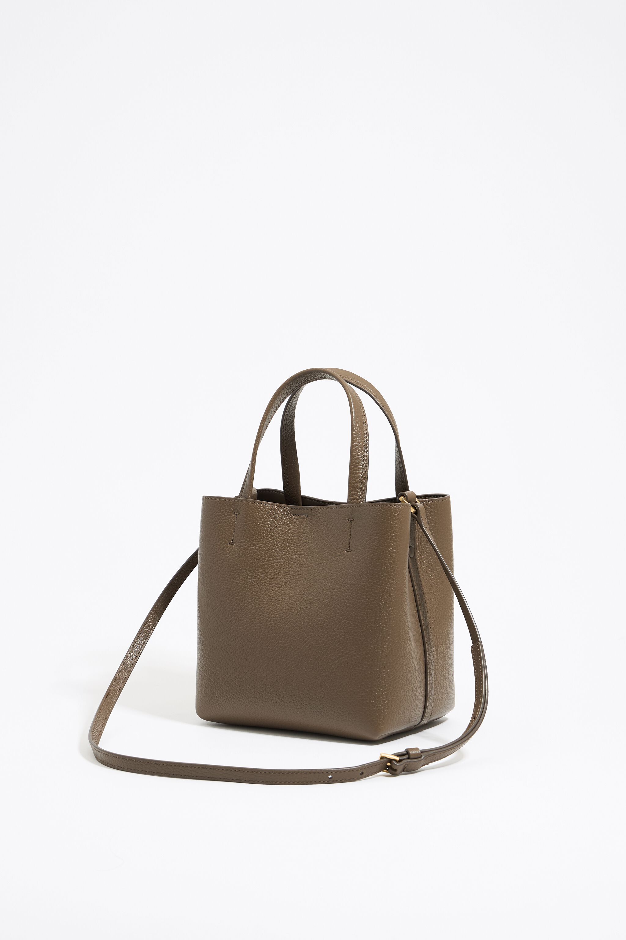 Small dark taupe leather Chihuahua bag