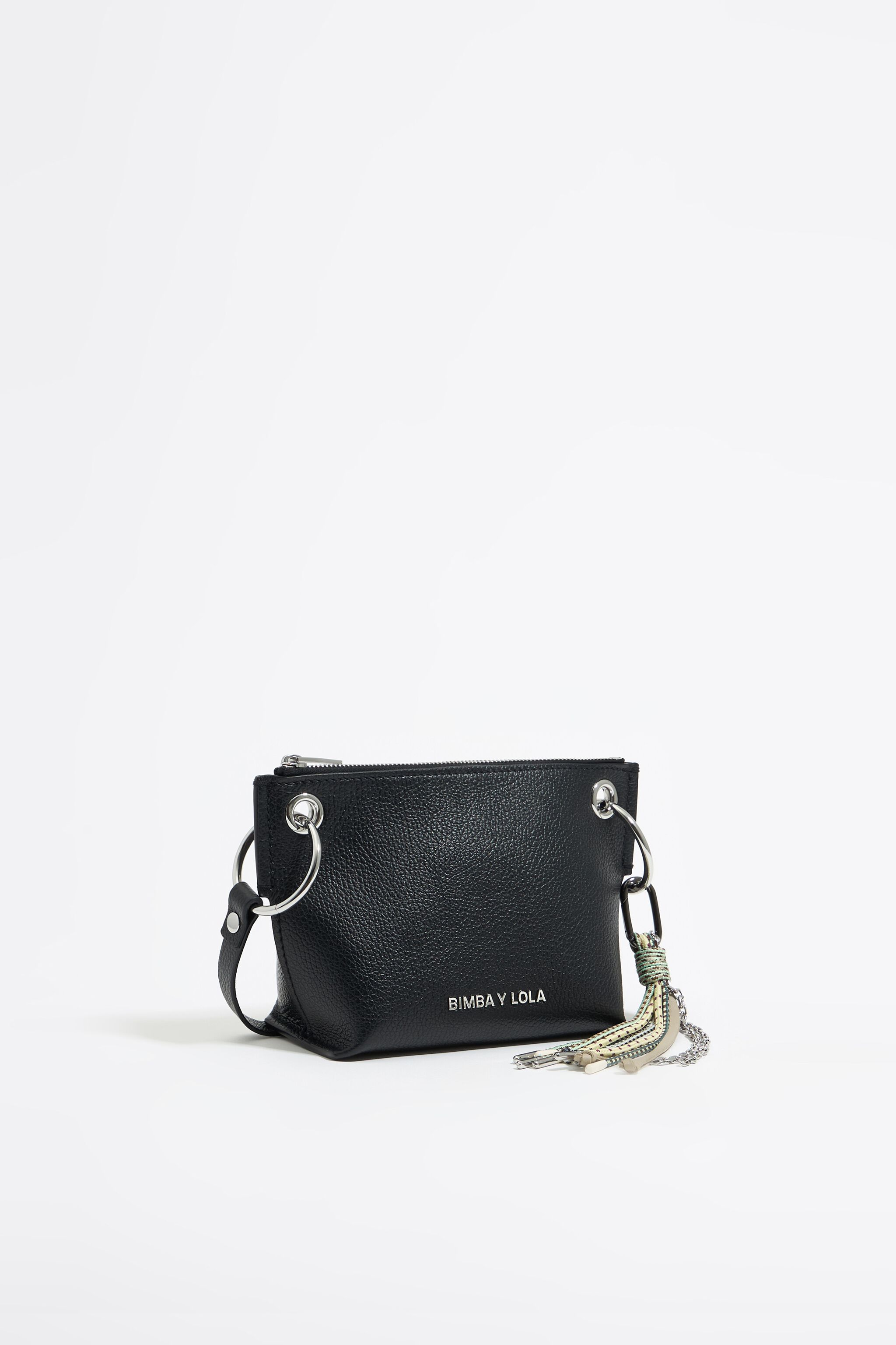 Bolso trapecio peque&ntilde;o piel negro