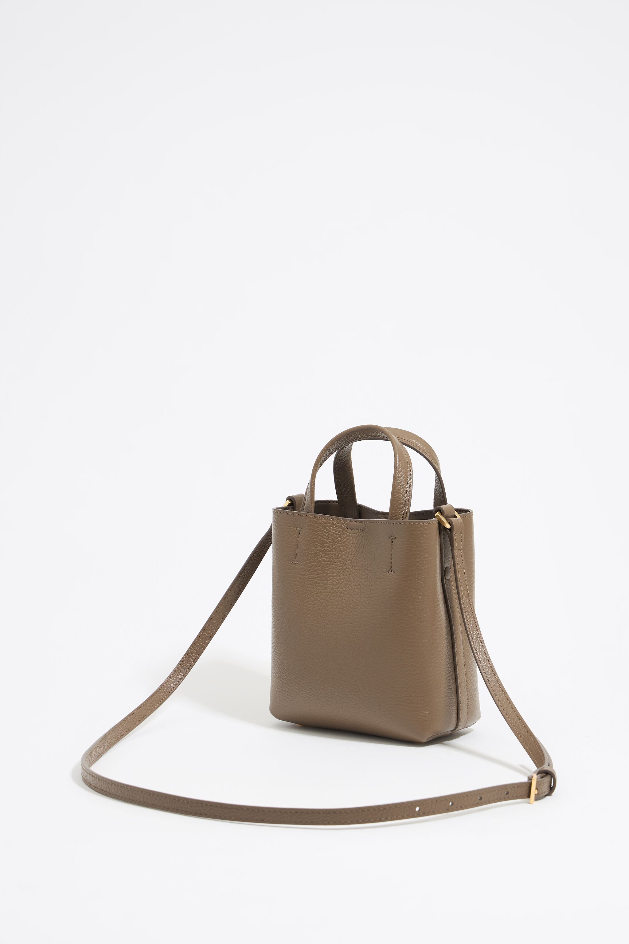 Mini dark taupe leather Chihuahua bag